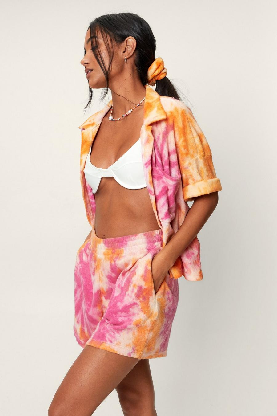 Toweling Tie Dye Shirt and Shorts 3pc Set