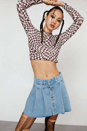 Recycled Checkerboard Cropped Top chocolate