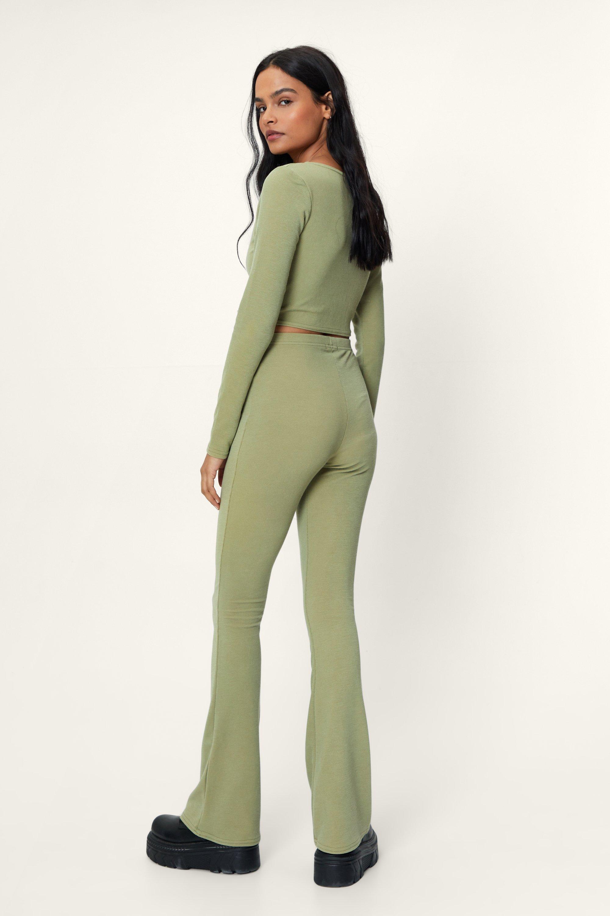 olive green flared pants