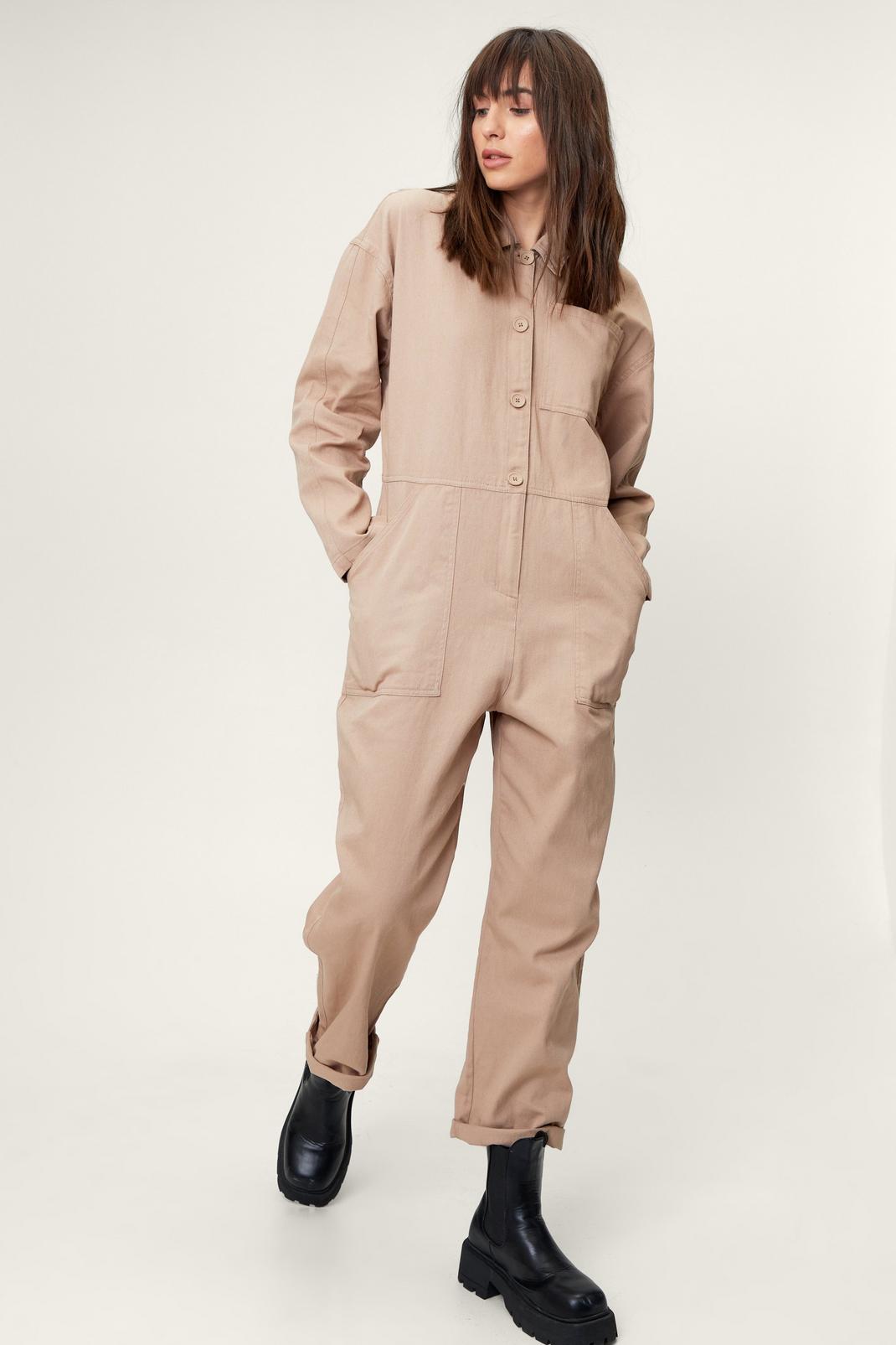 Stone Loose Button Down Ankle Grazer Boilersuit image number 1