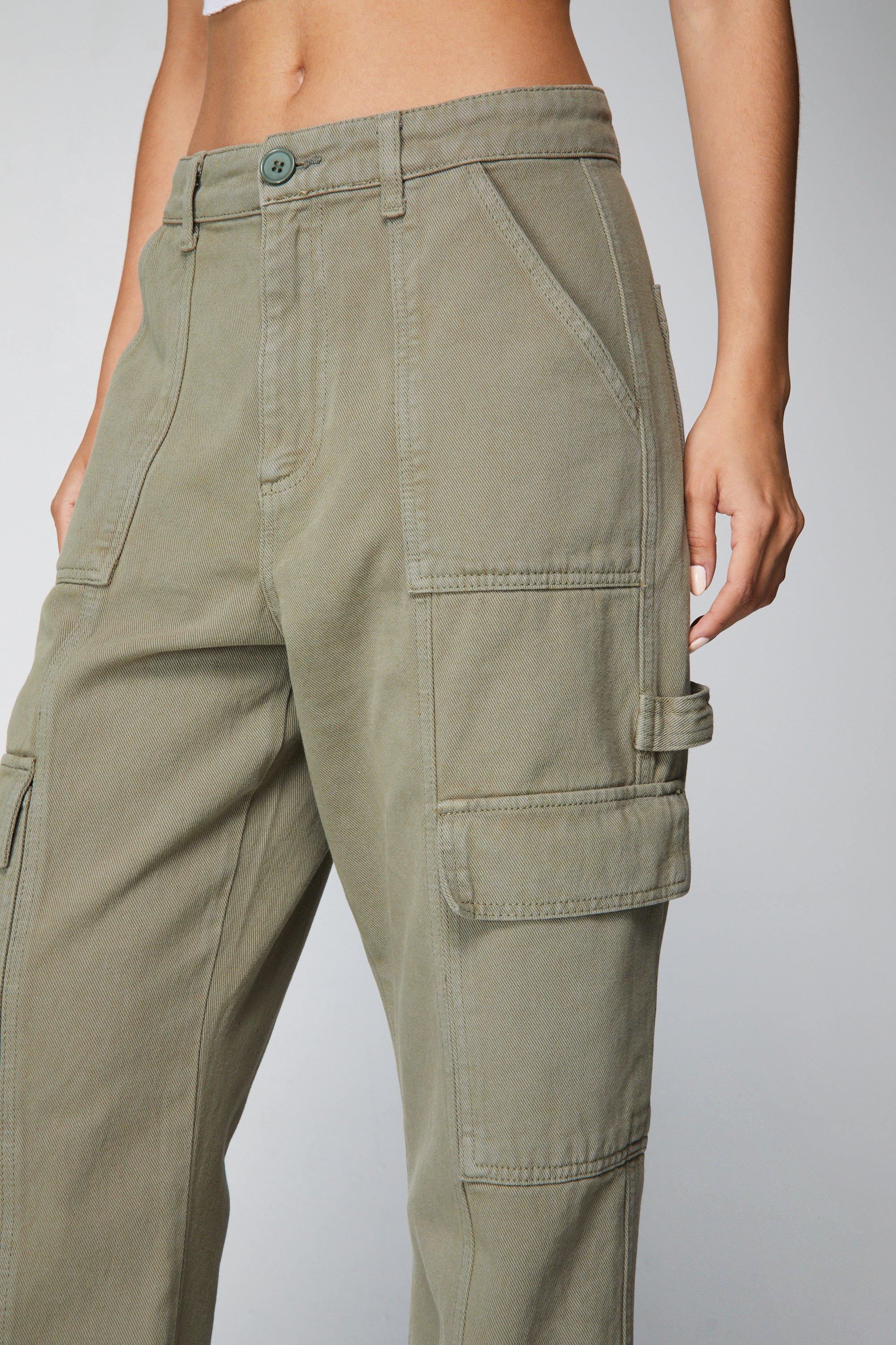 Elastic Waist Straight Leg Twill Cargo Trouser