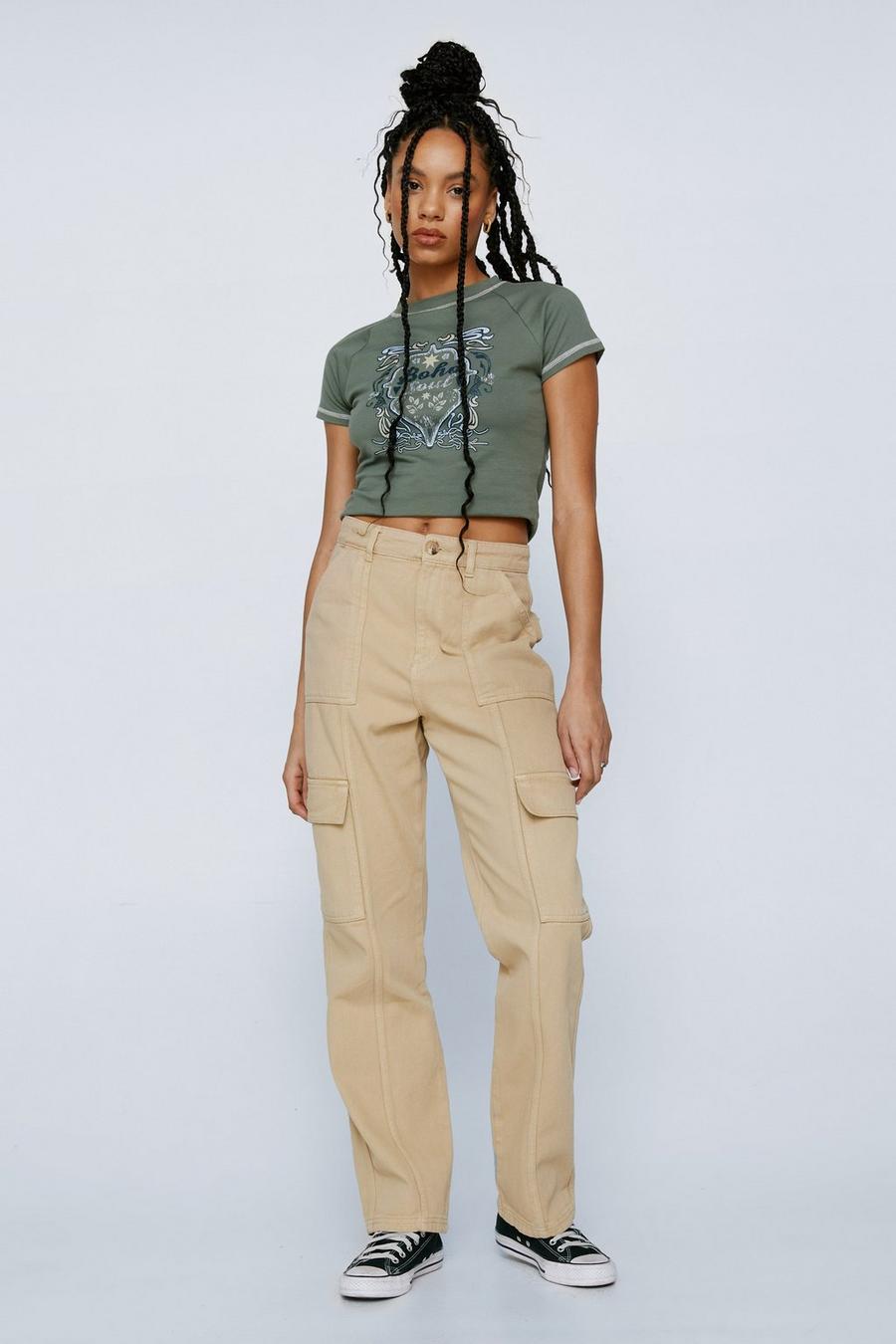 Satin Embroidered Strappy Cargo Pants