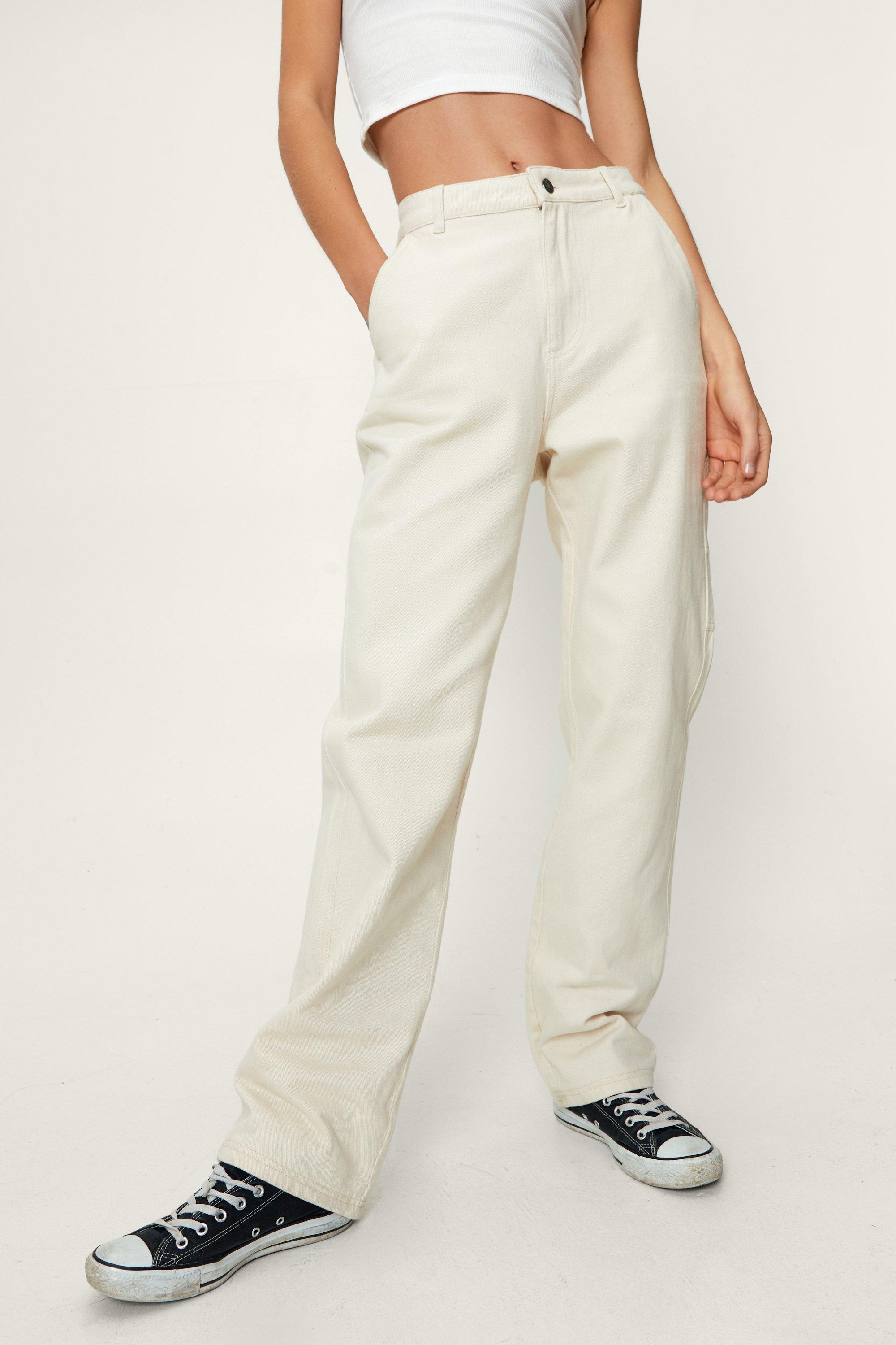 white straight leg cargo trousers