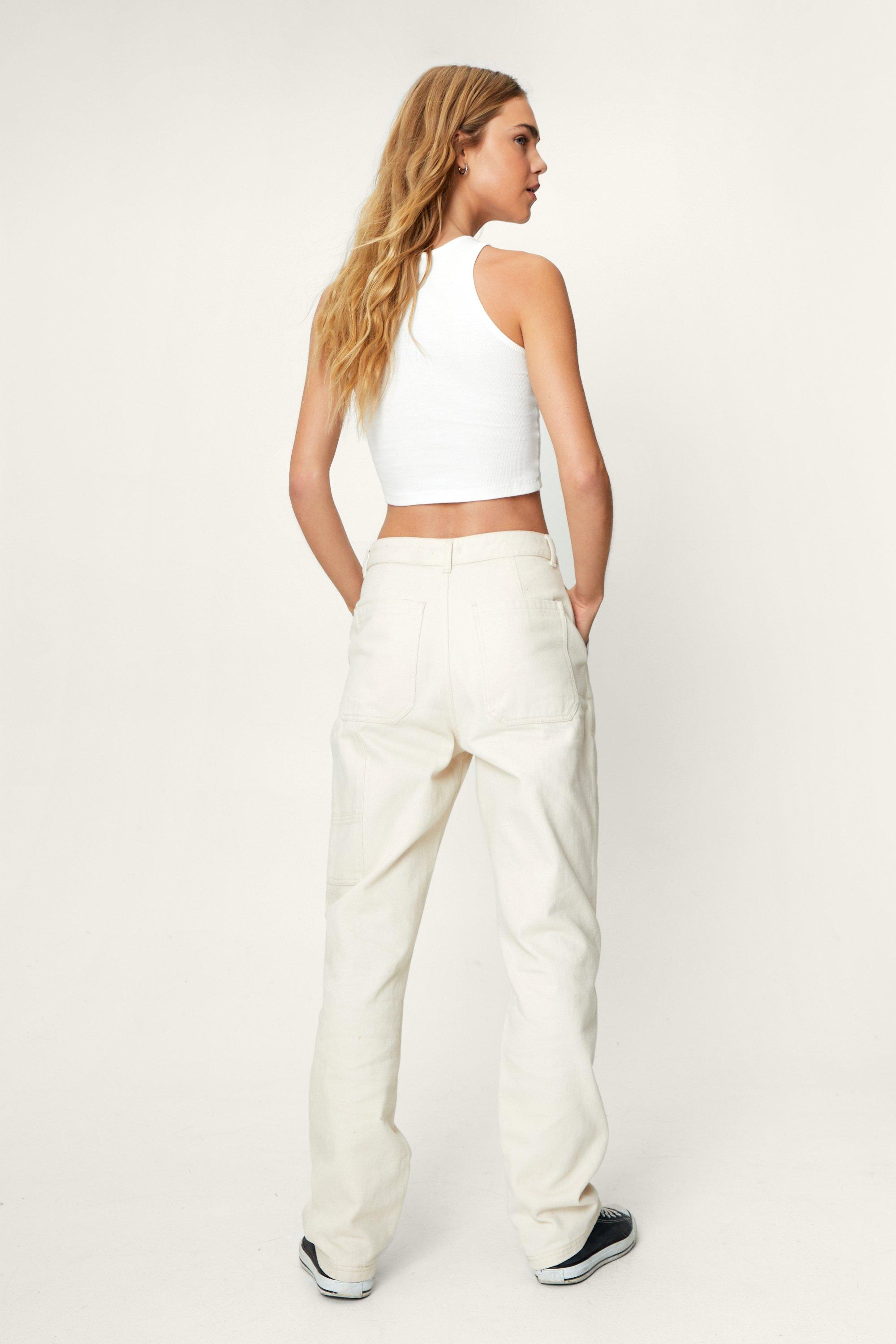 white straight leg cargo trousers