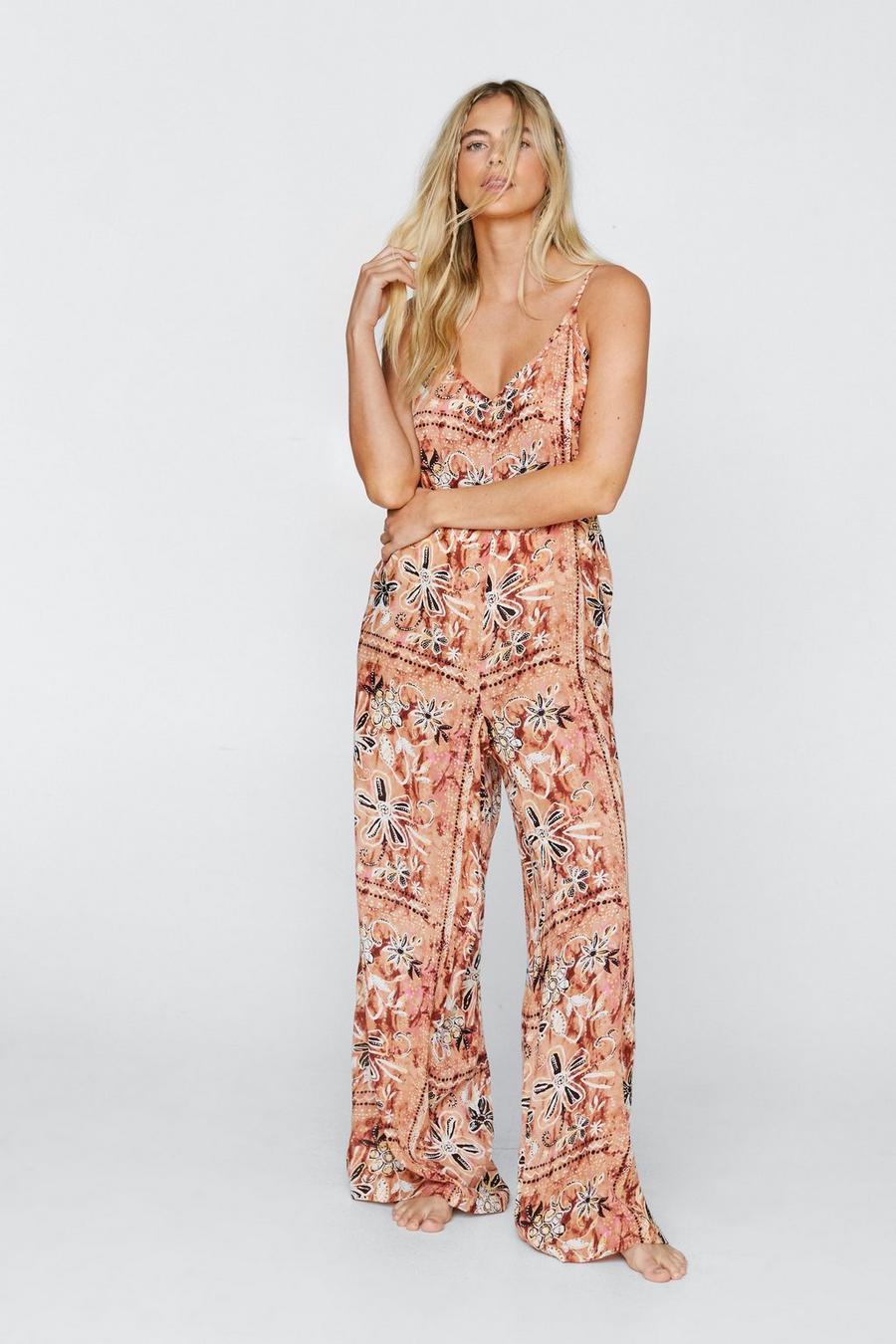 Crinkle Tile Slouchy Cover Up Jumpsuit