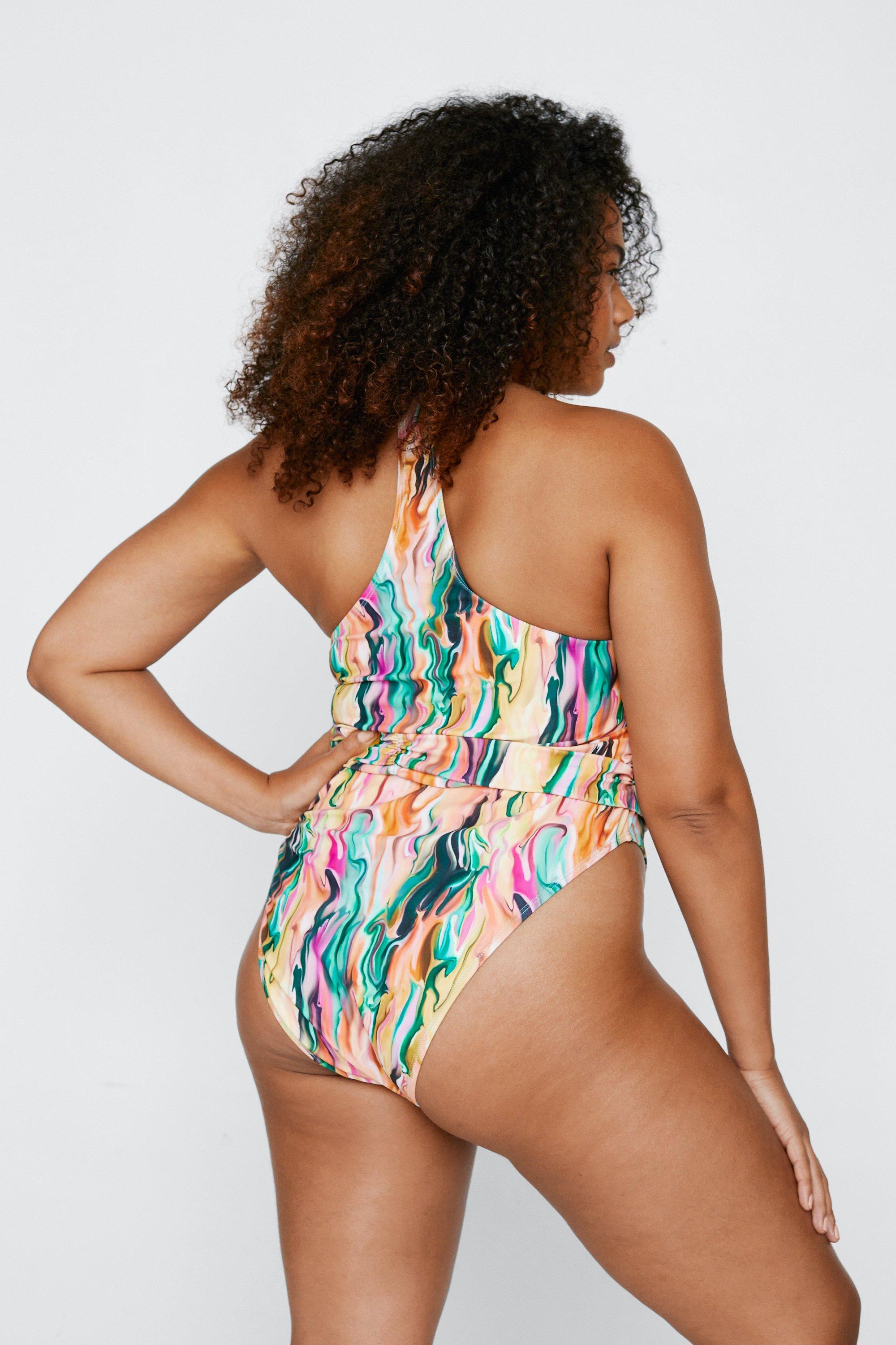 Plus size store marble swimsuit