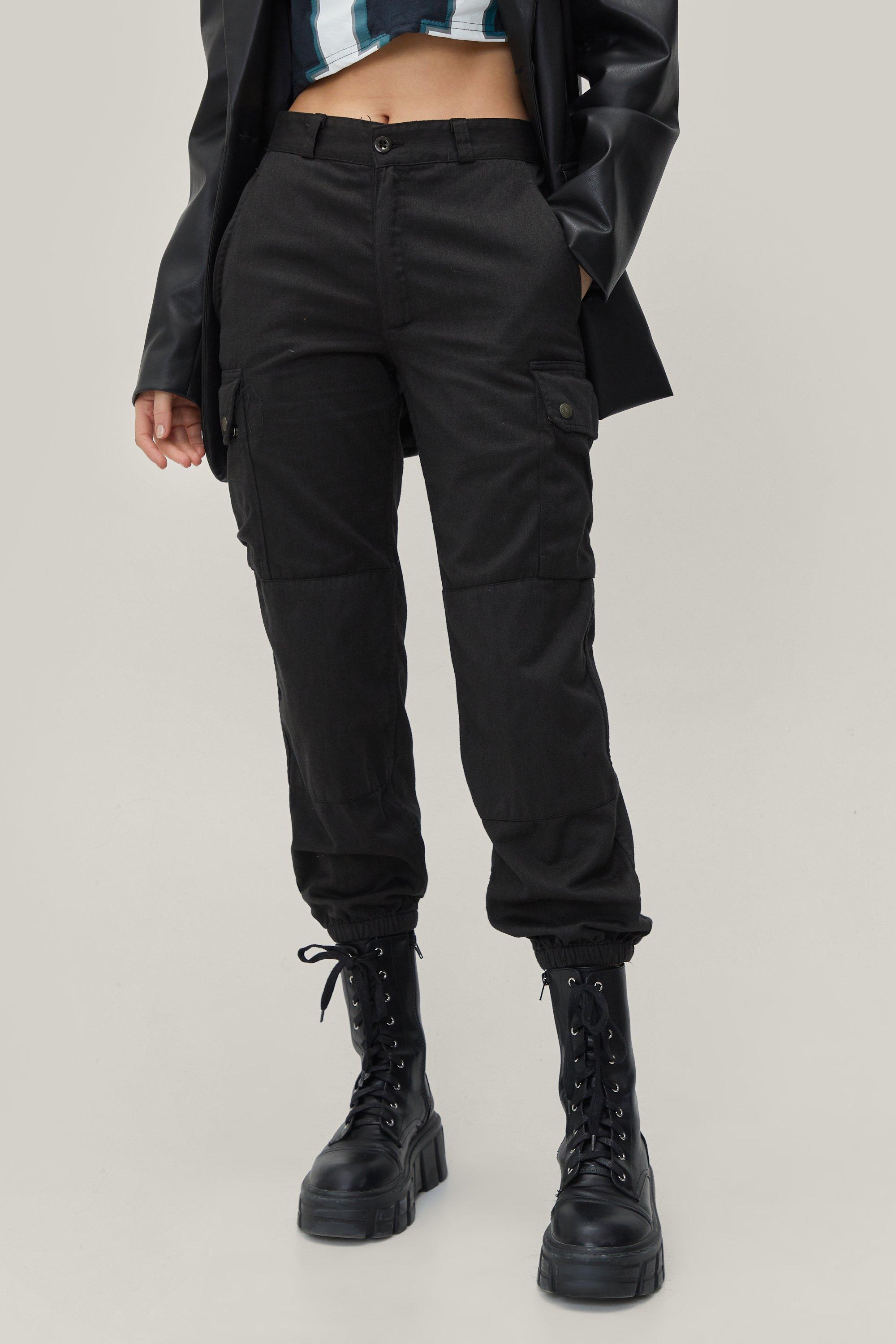 Black pocket detail cargo pants hotsell