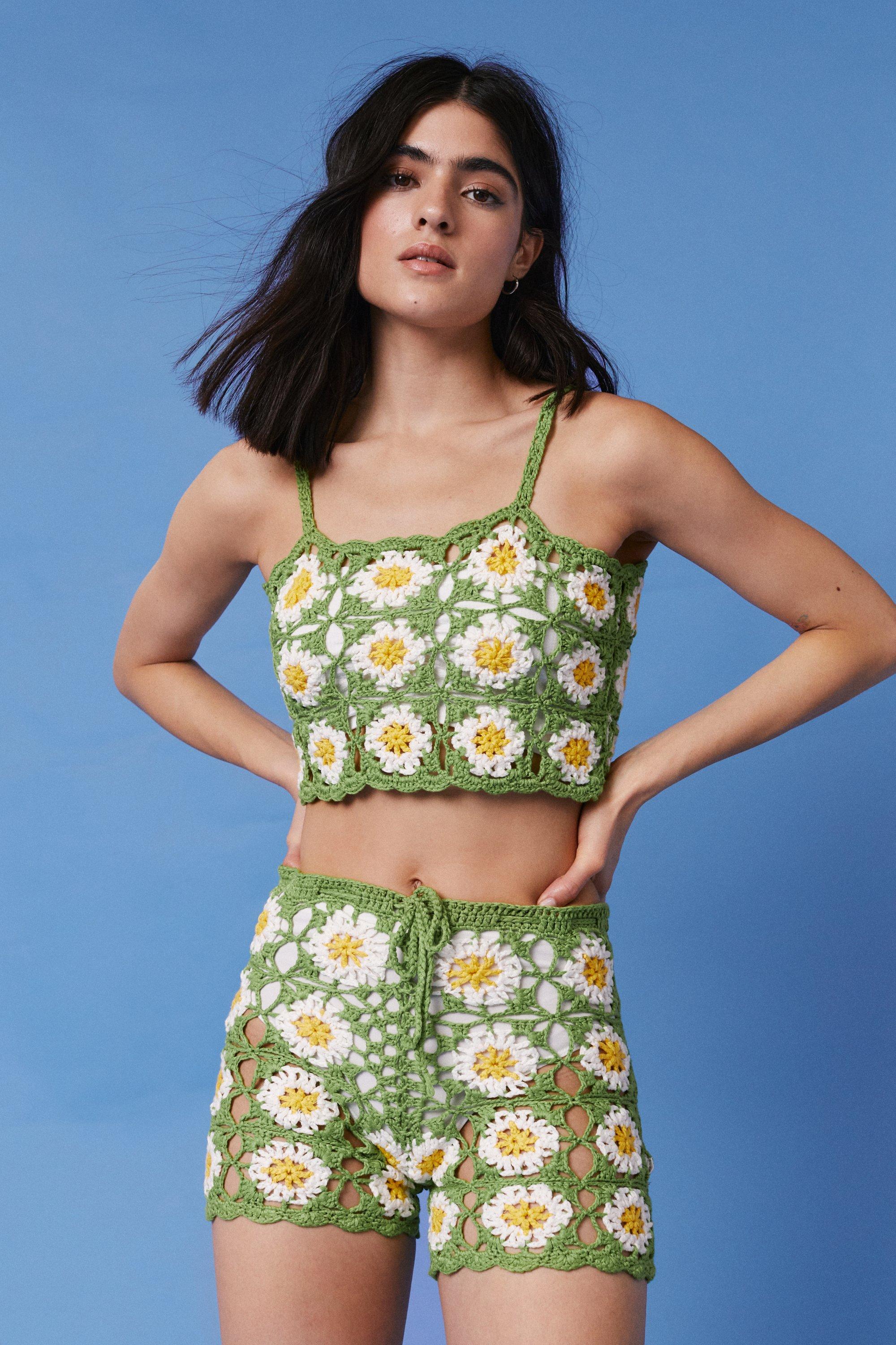 Floral Co ord Crochet Crop Top