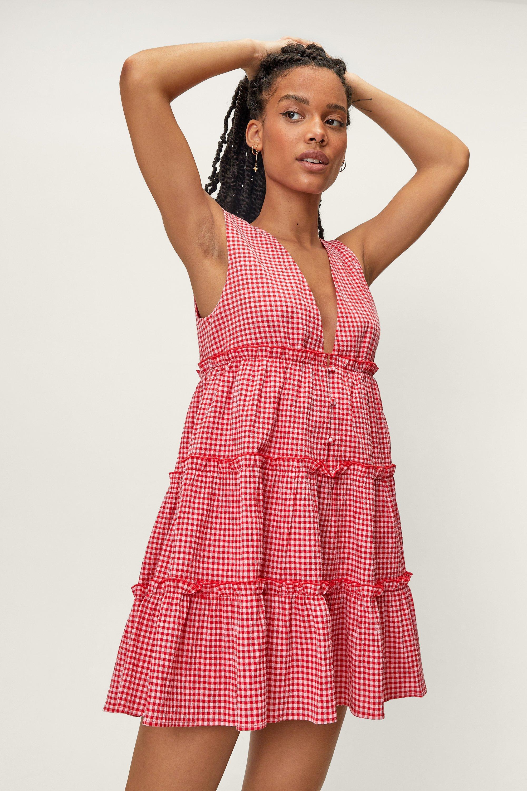 Petite Gingham Mini Smock Dress Nasty Gal