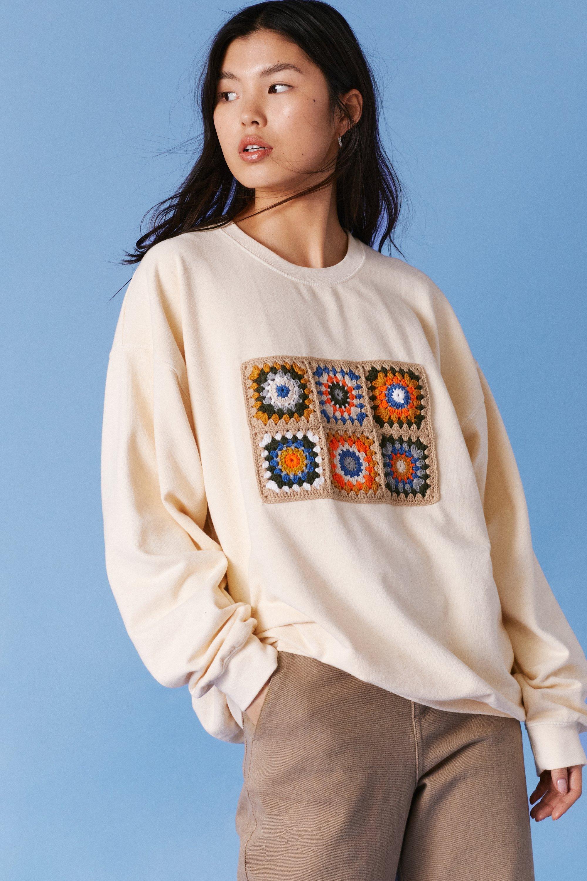 Crochet Panel Overdyed Oversized Sweatshirt | Nasty Gal