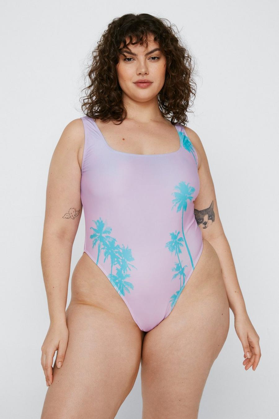 Plus Recycled Palm Tree Swimsuit