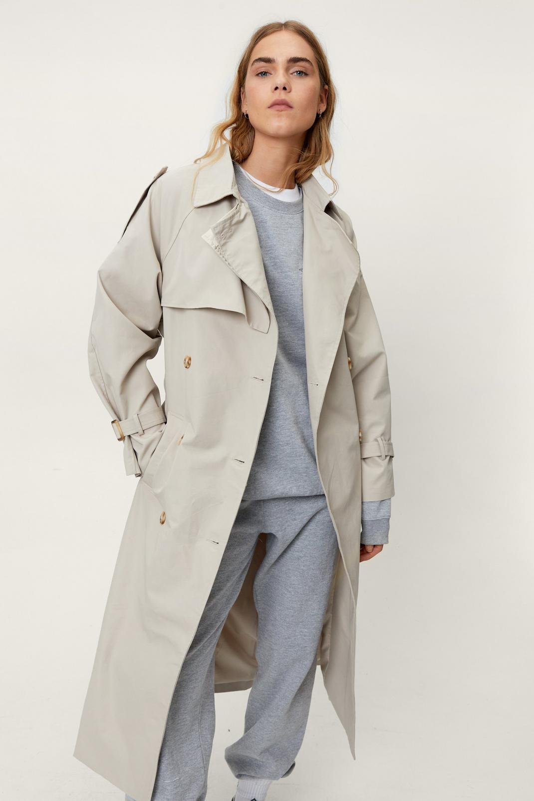 103 Longline Color Block Double Breasted Trench Coat image number 2