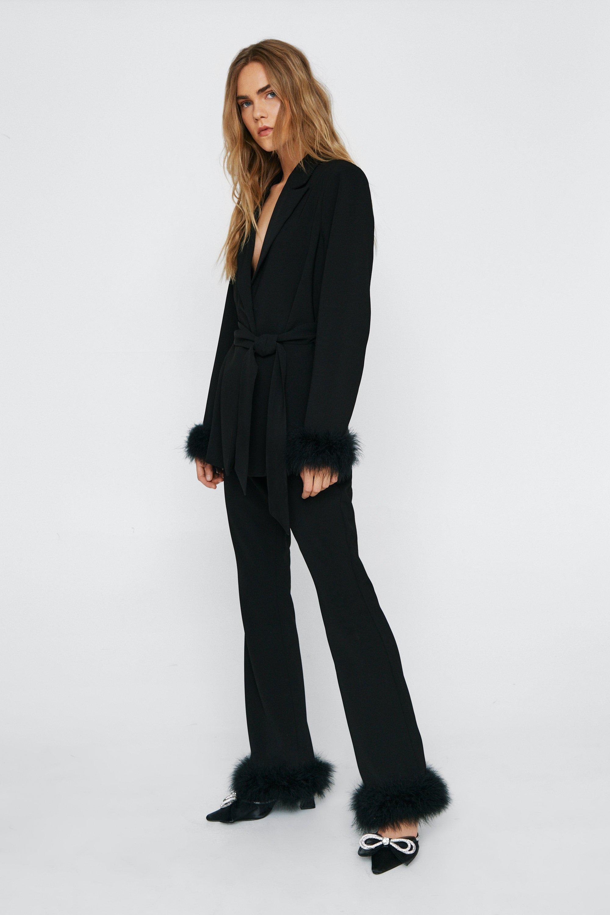 Flared Trousers With Feather Trims | Nasty Gal