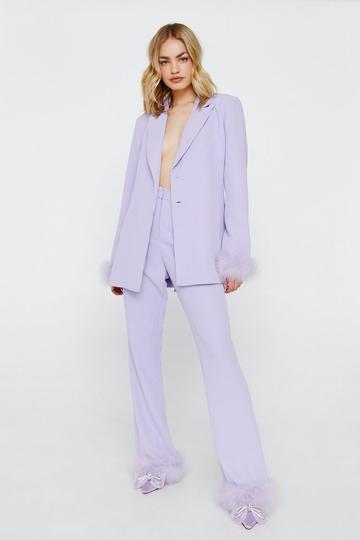 Flared Pants With Feather Trims lilac