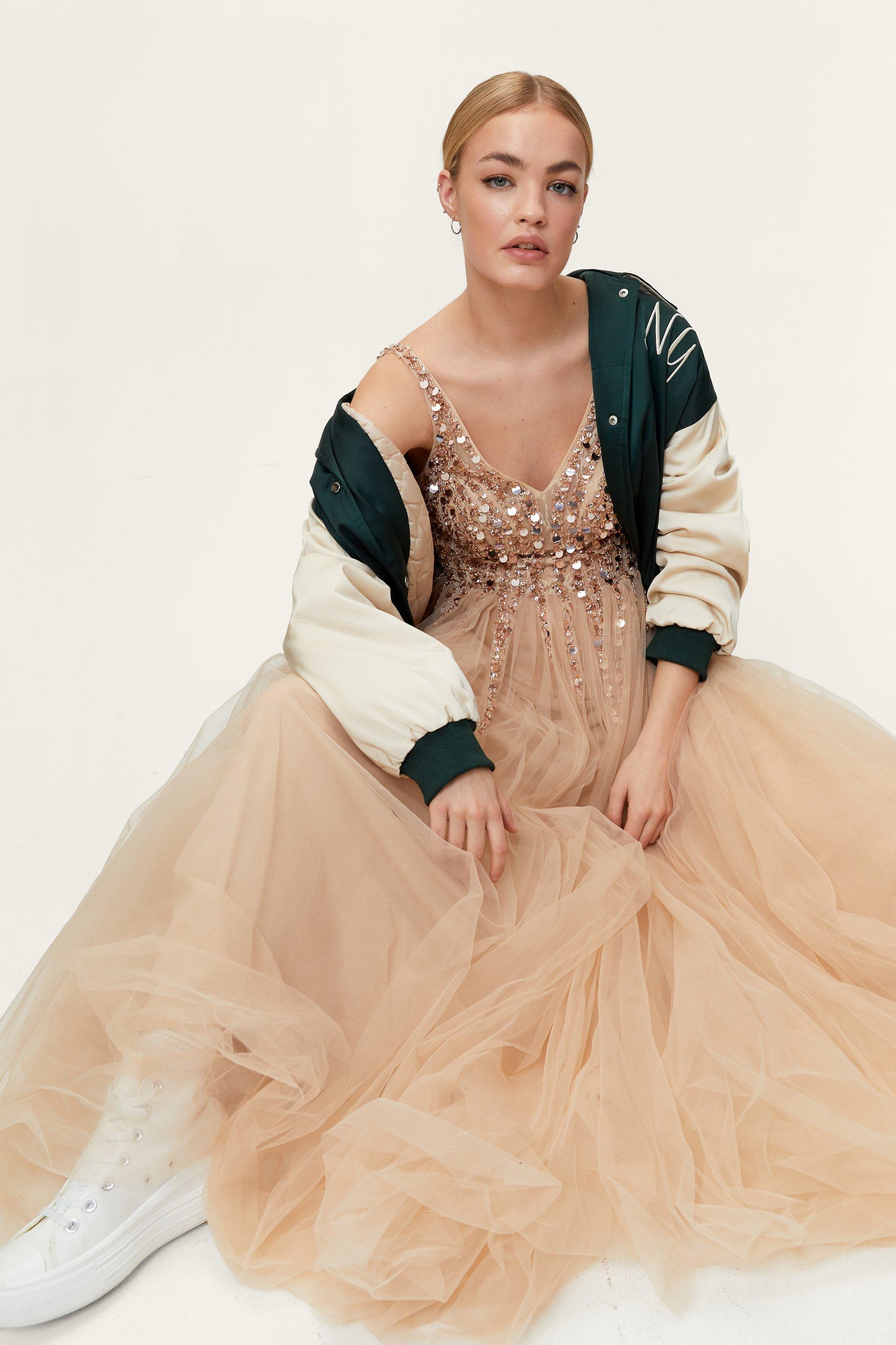 Embellished Sequin Tulle Maxi Prom Dress | Nasty Gal