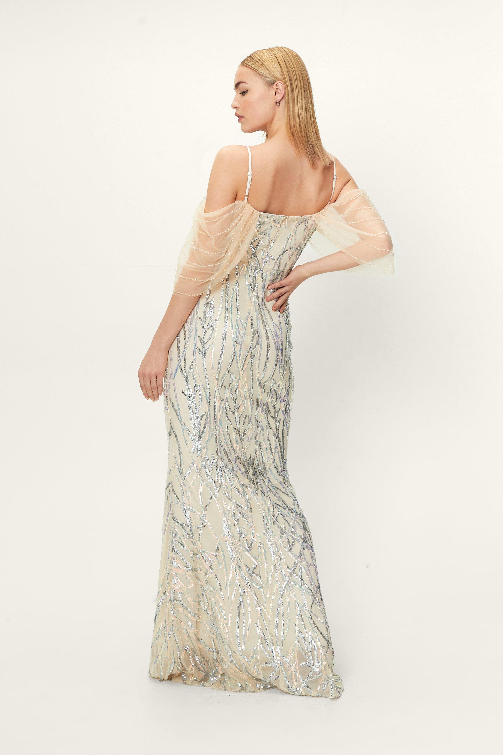 Sequin Embellished Fitted Maxi Dress ...