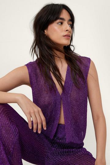 Metallic Yarn Knitted Waistcoat purple