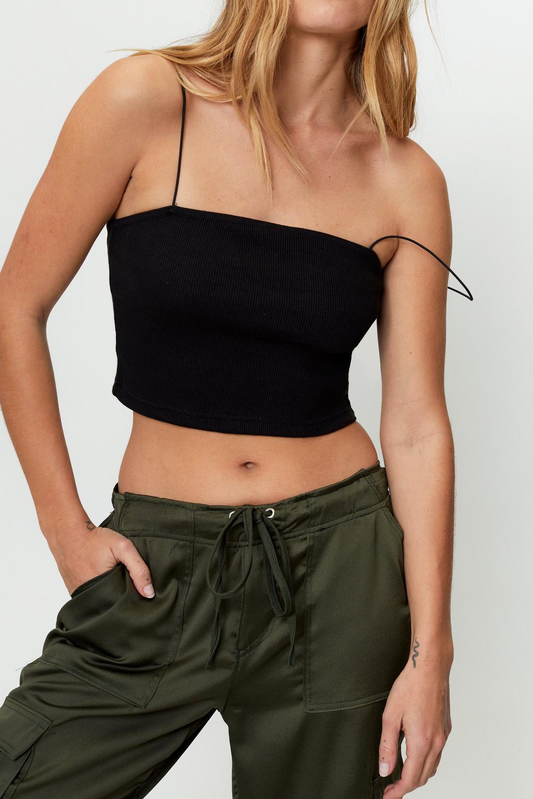 105 Strappy Square Neck Ribbed Crop Top image number 2