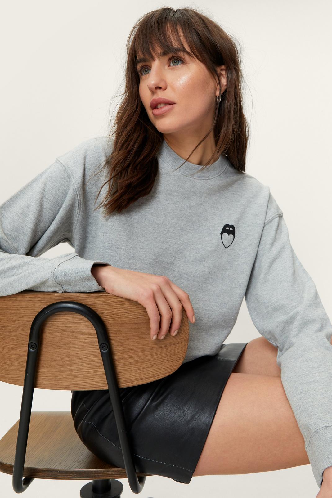 Pull court graphique Nasty Gal, Grey marl image number 1