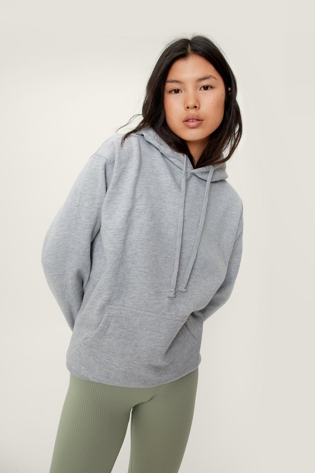 Grey marl Knitted Relaxed Drawstring Hoodie image number 1