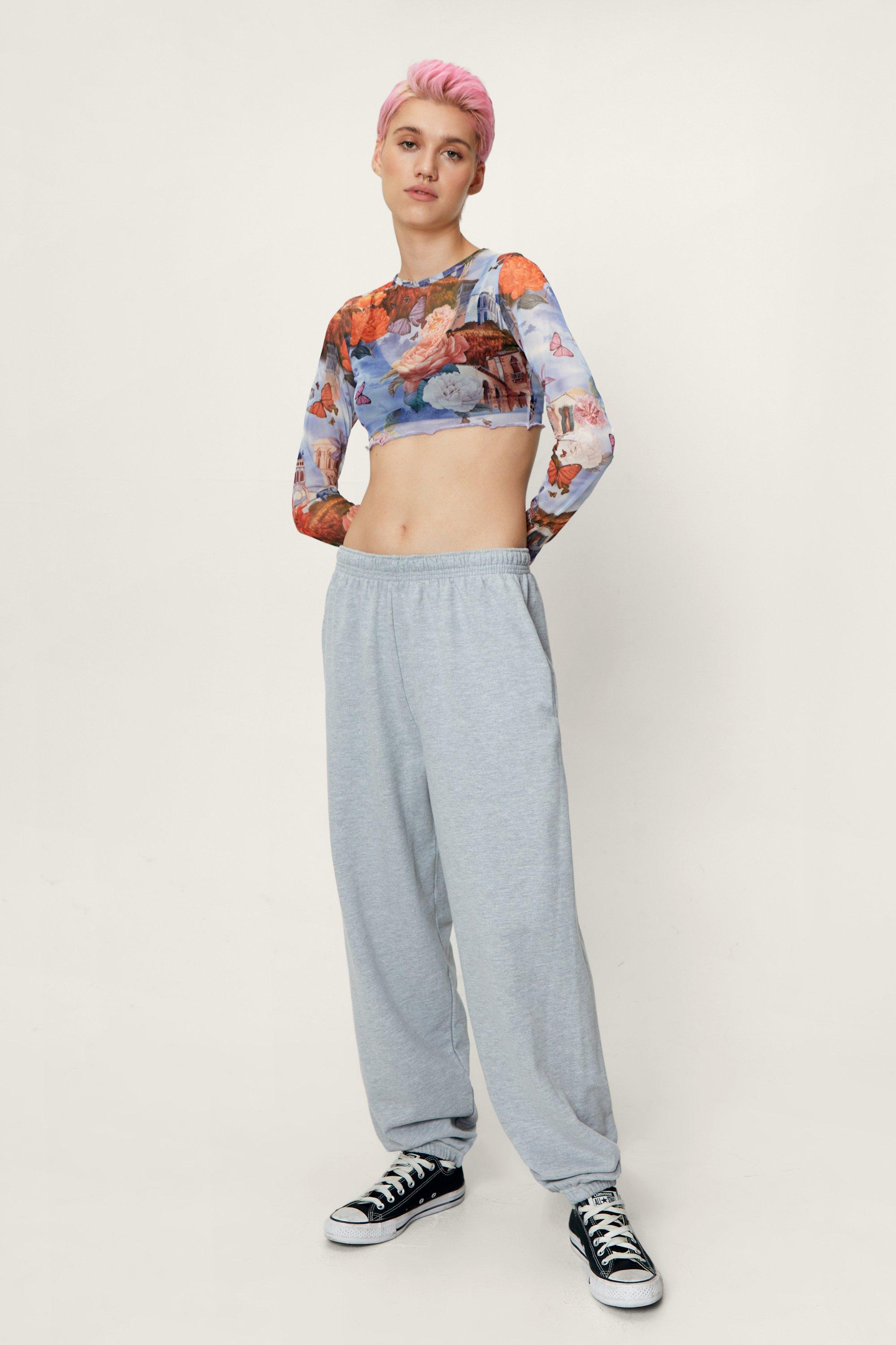 High Waisted Loose Fit Cuffed Sweatpants