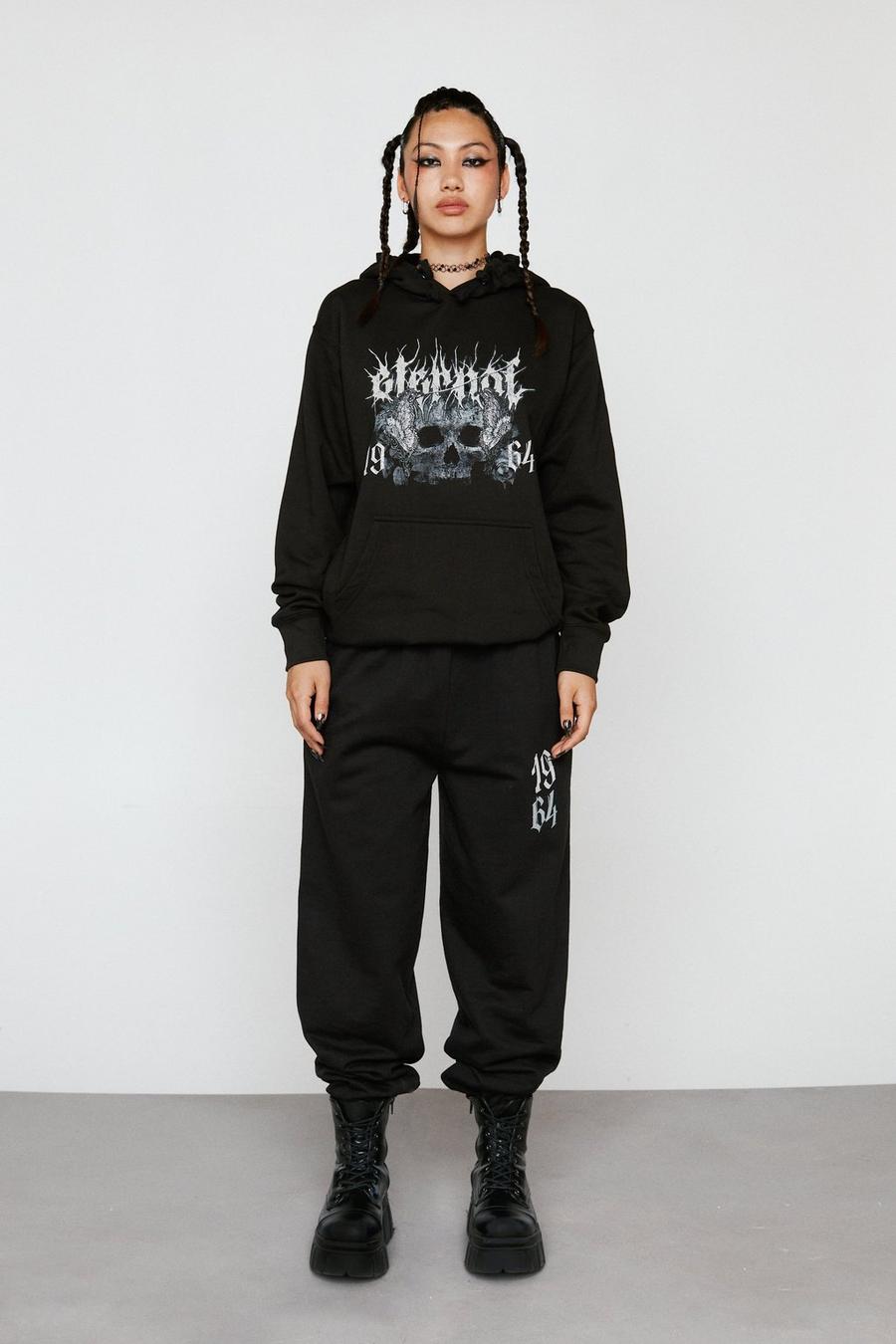 Eternal Skull Graphic Hoodie and Jogger Set