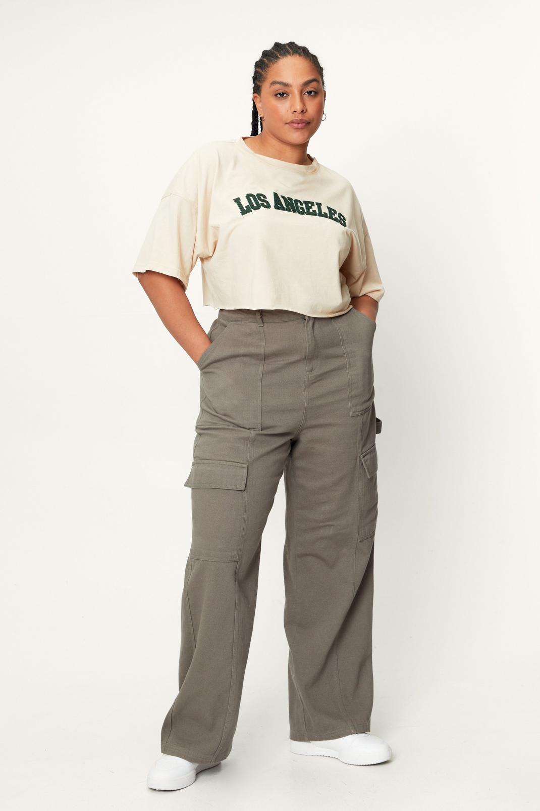 Grande Taille - Pantalon cargo en twill, Khaki image number 1