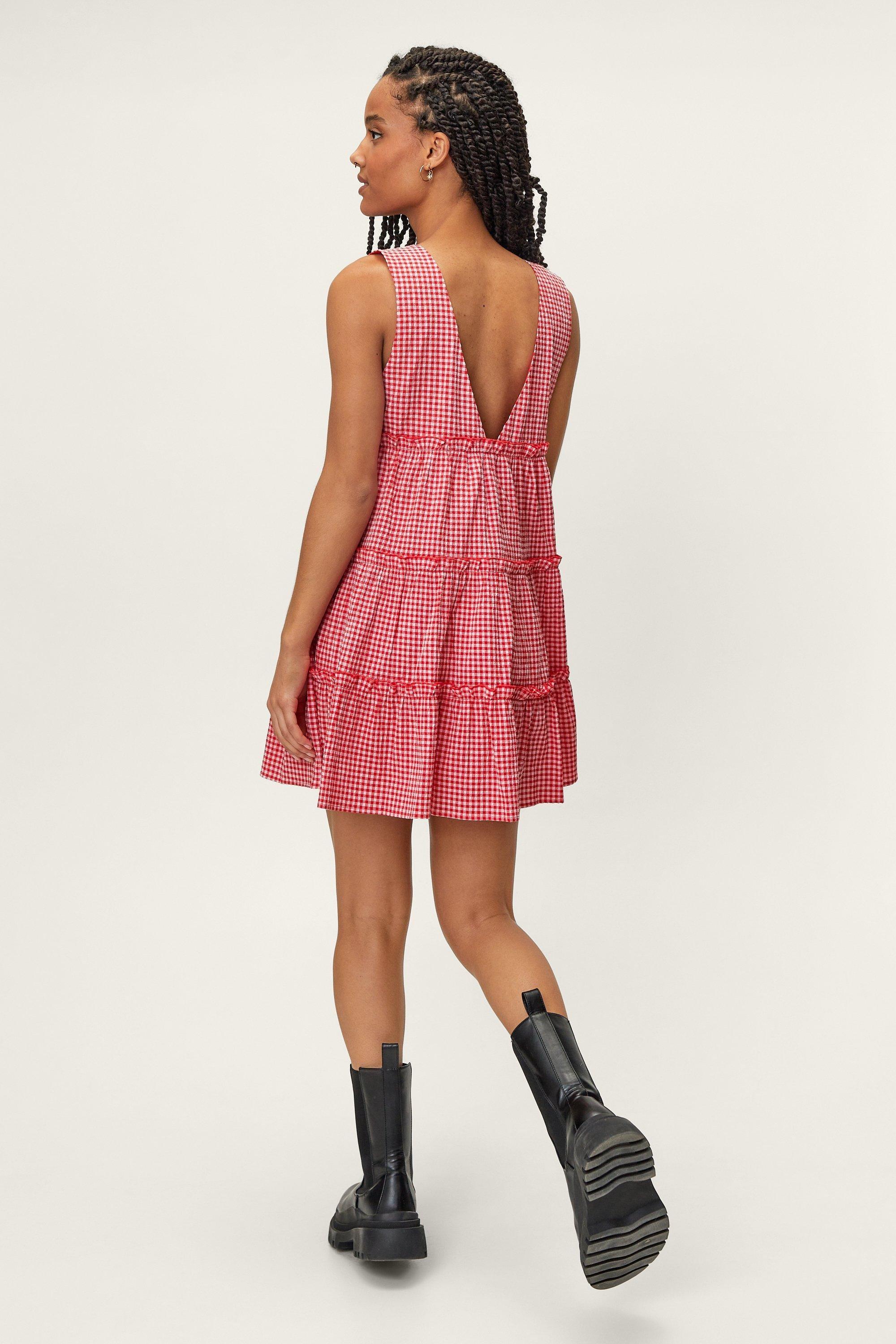 Petite Gingham Mini Smock Dress Nasty Gal