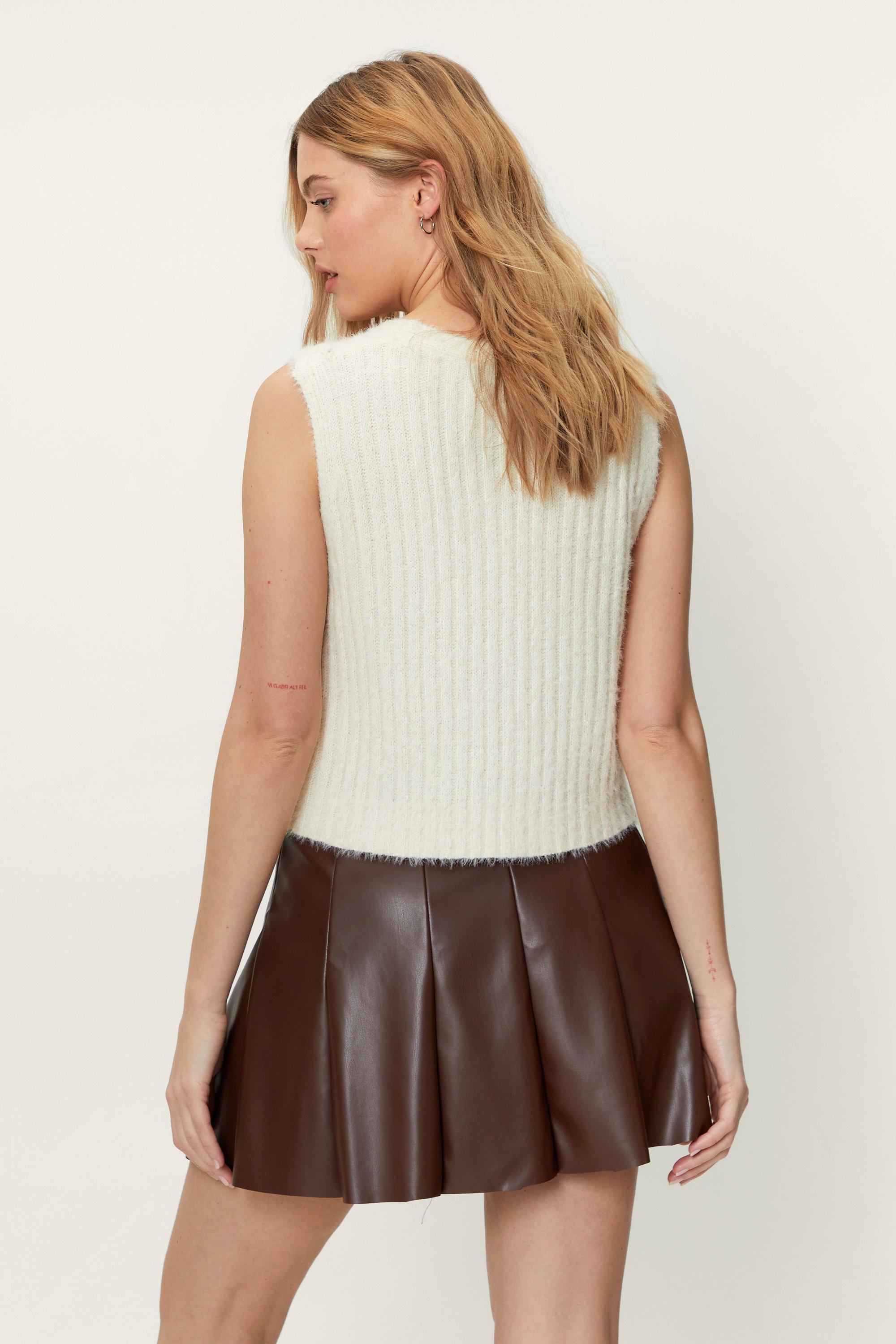 Faux Leather Pleated Mini Skirt