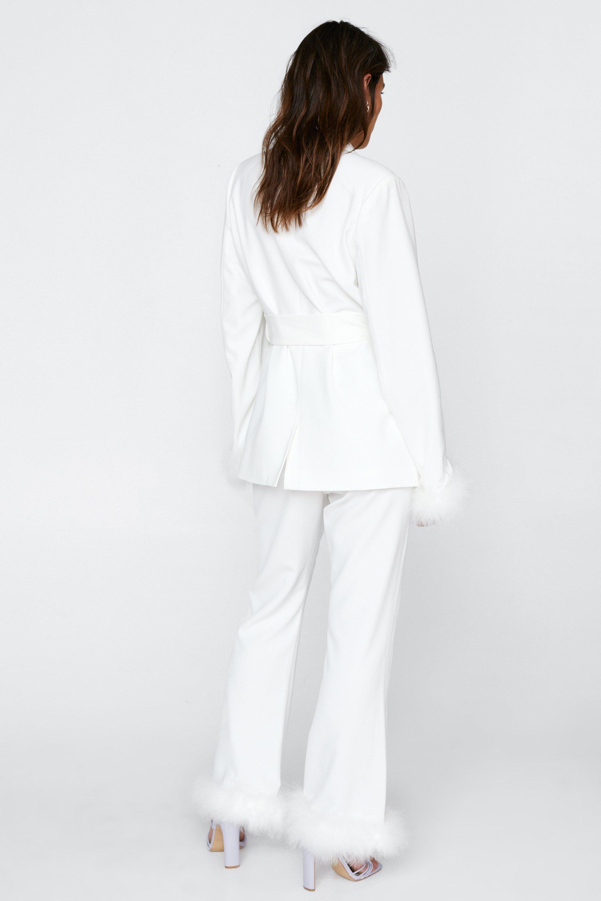 White feather pants sale