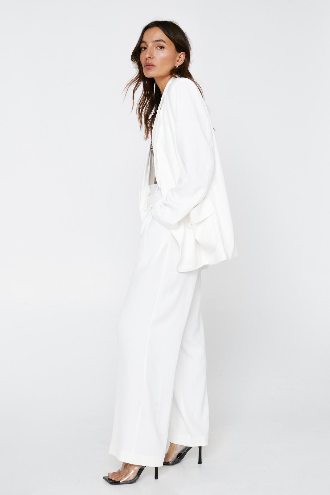 White Petite Tailored Wide Leg Trousers image number 1