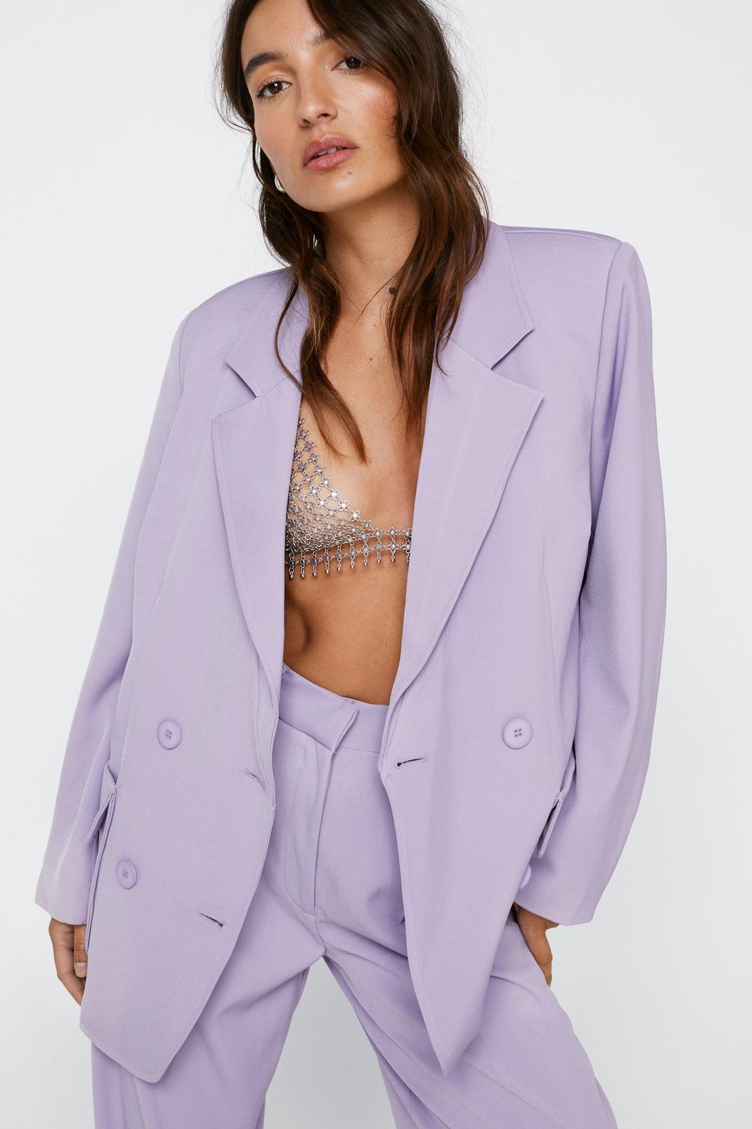Lilac Petite Tailored Double Breasted Blazer image number 1