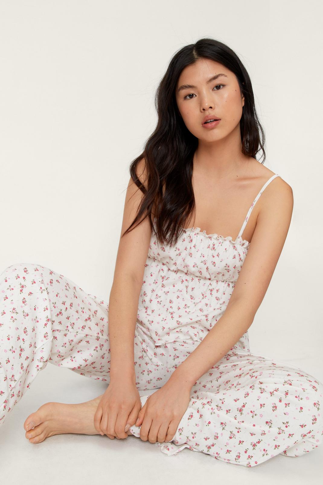 Floral Print Pointelle Jersey Pajama Set image number 1