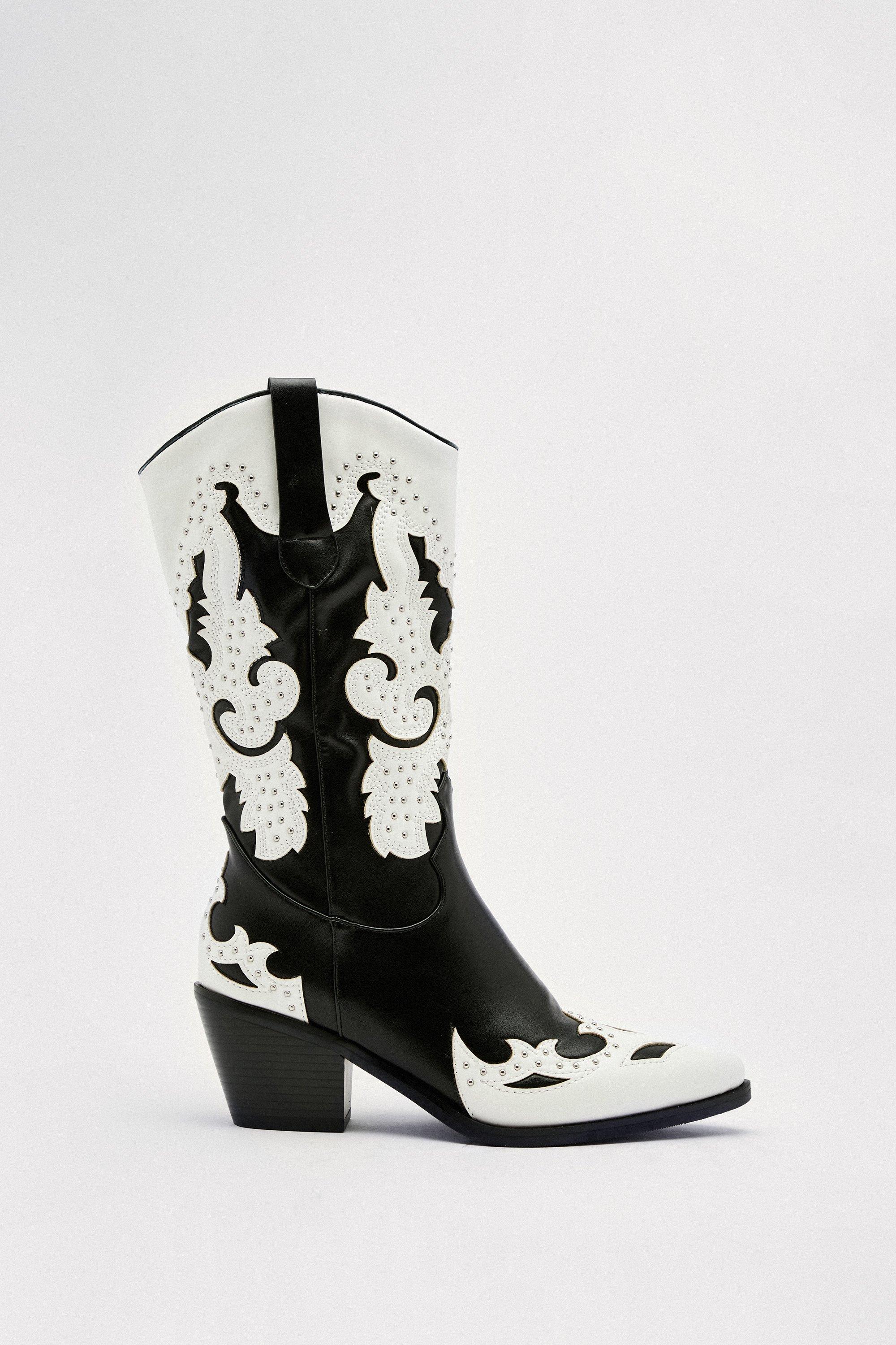 Nasty gal black store and white boots