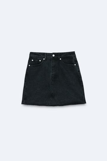 Black High Waisted Denim Mini Skirt