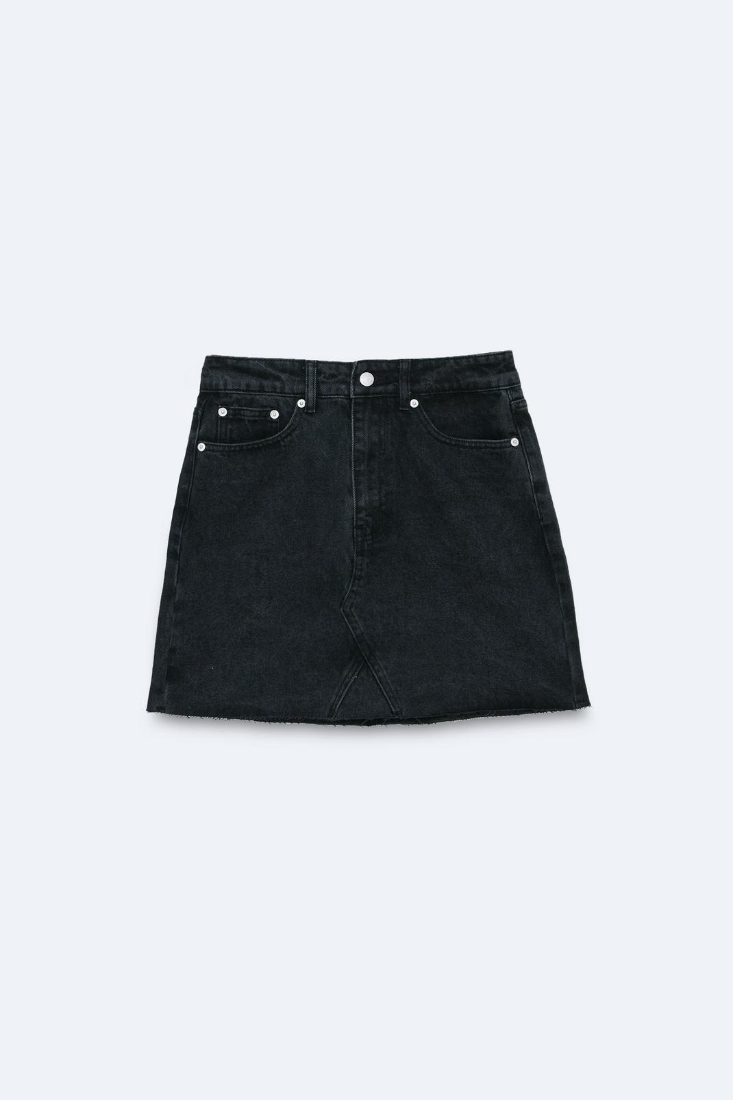 Washed black High Waisted Denim Mini Skirt image number 1