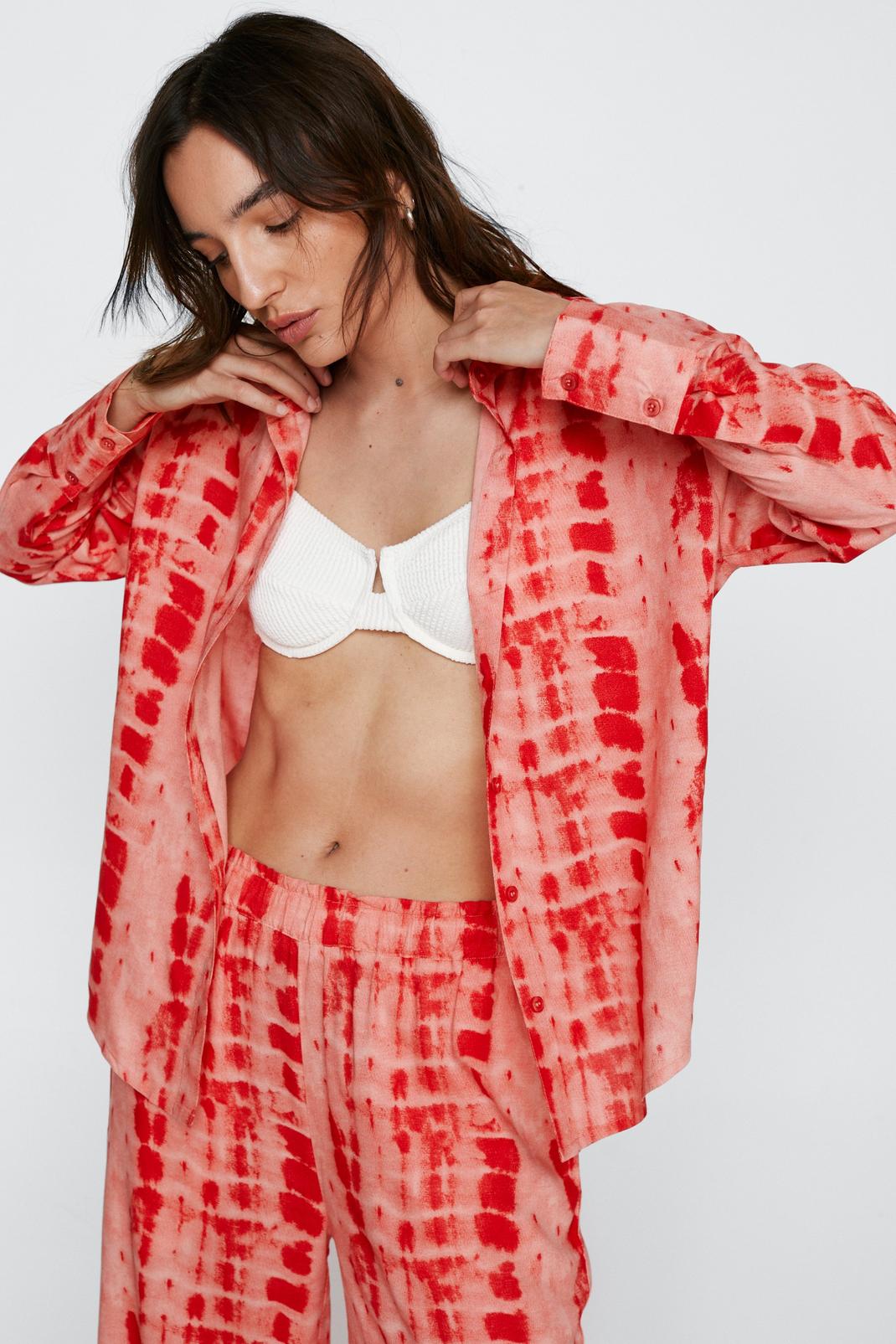 Petite - Chemise oversize effet tie & dye, Pink image number 1