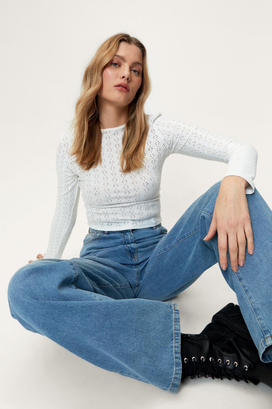 Cutwork Embroidered Crew Neck Top | Nasty Gal