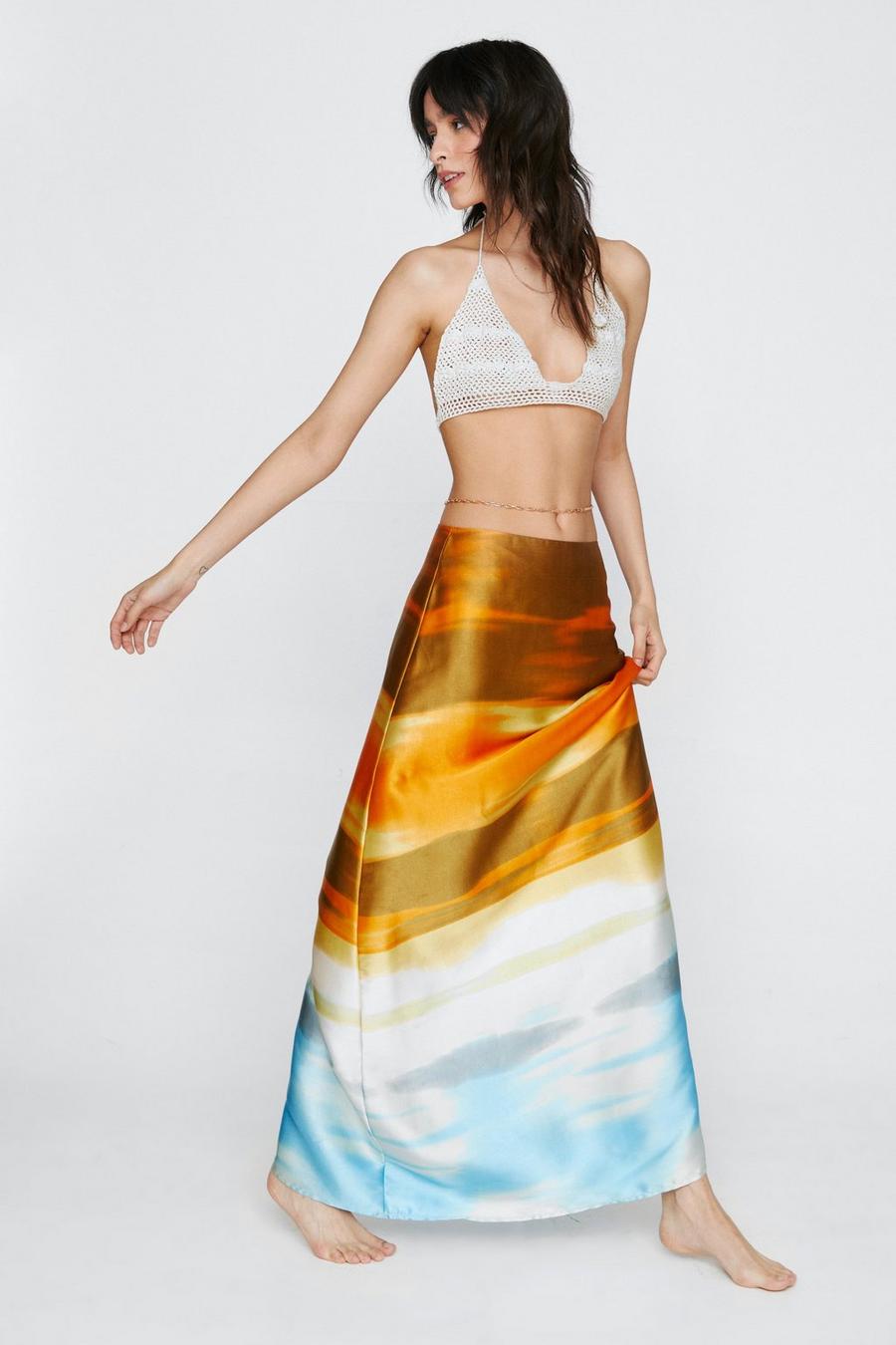 Satin Printed Maxi Skirt
