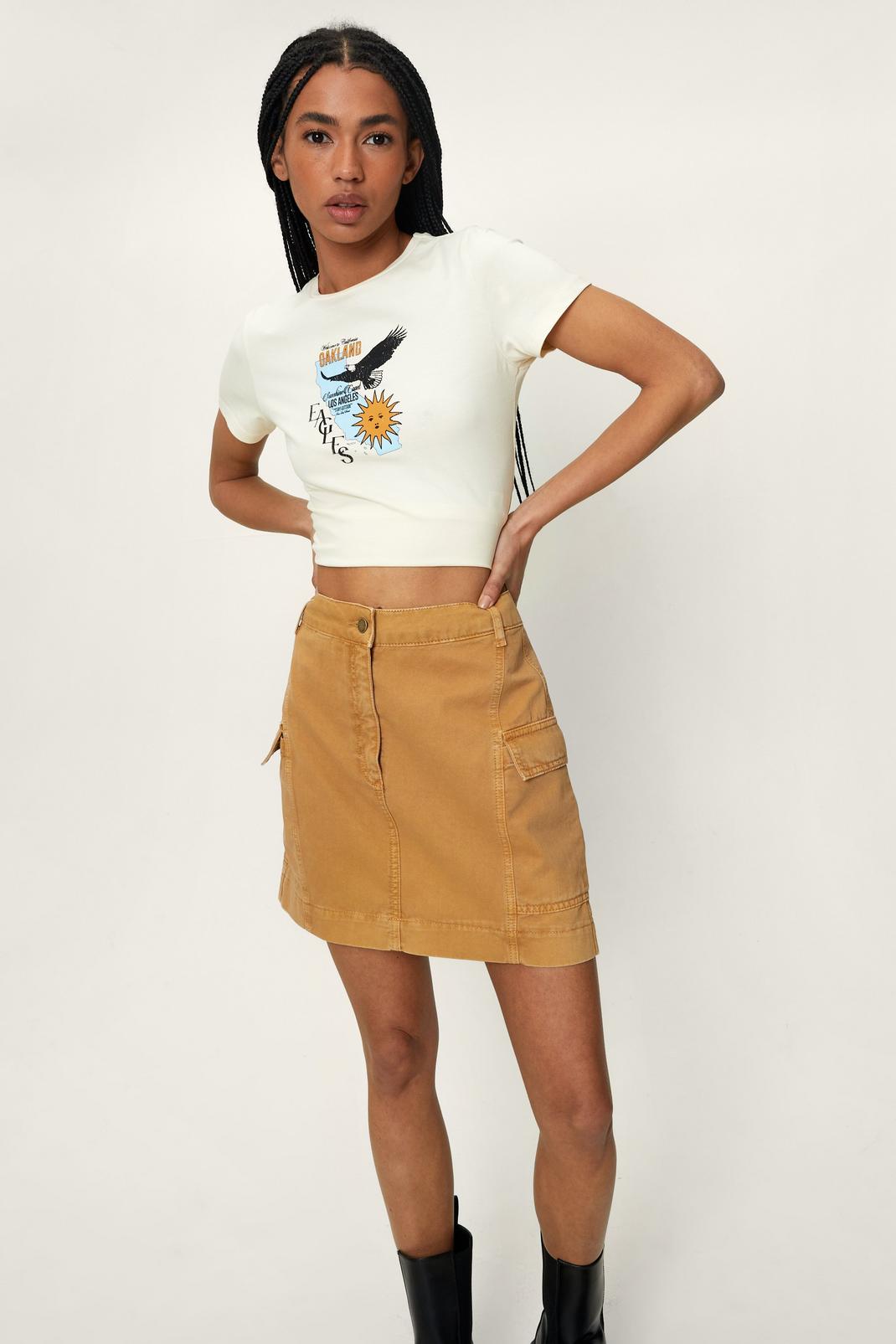 Tan Utility Pocket Detail Mini Skirt image number 1