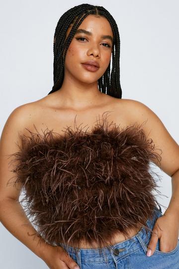 Plus Size Feather Bandeau Top chocolate
