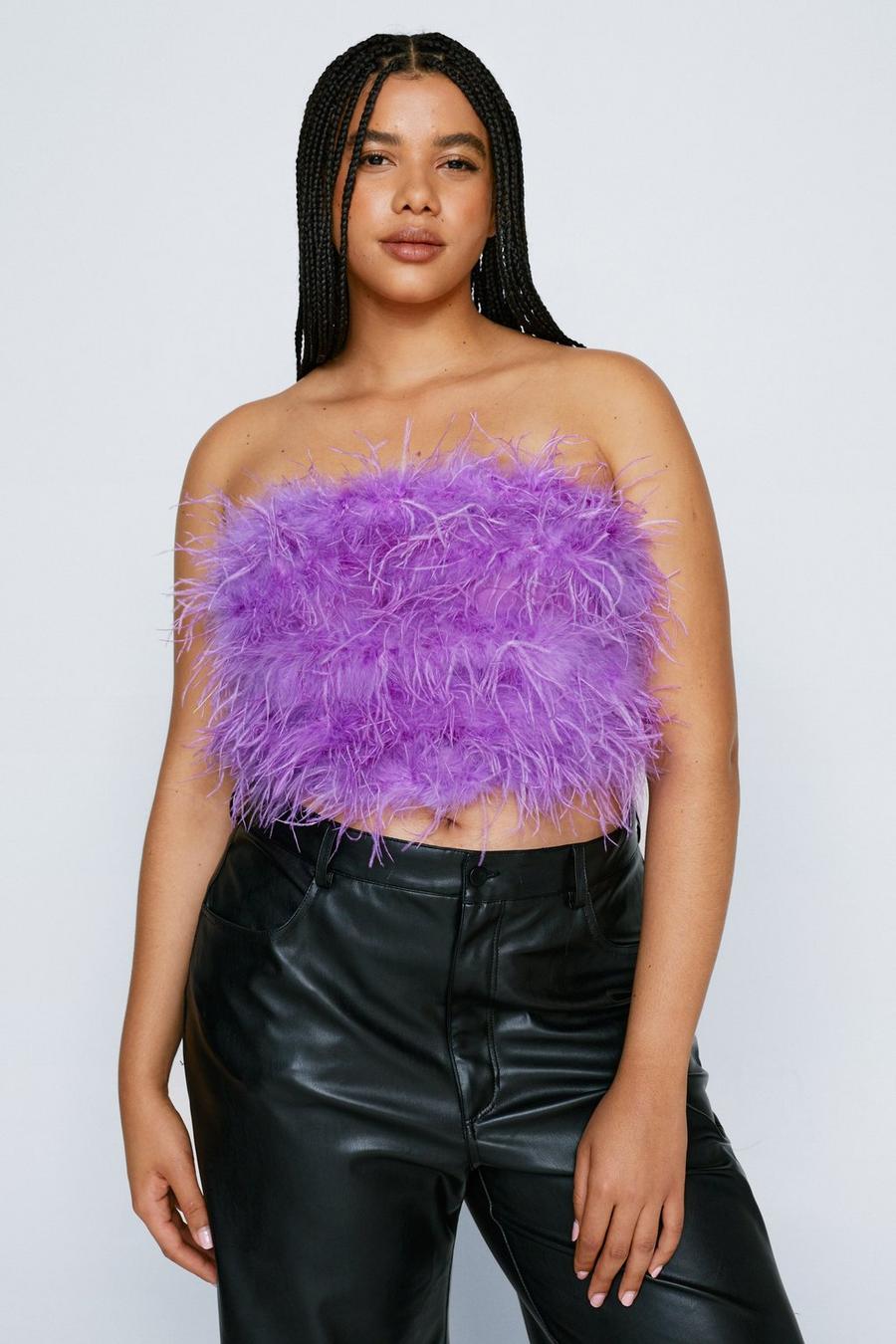 Plus Size Feather Tube Top