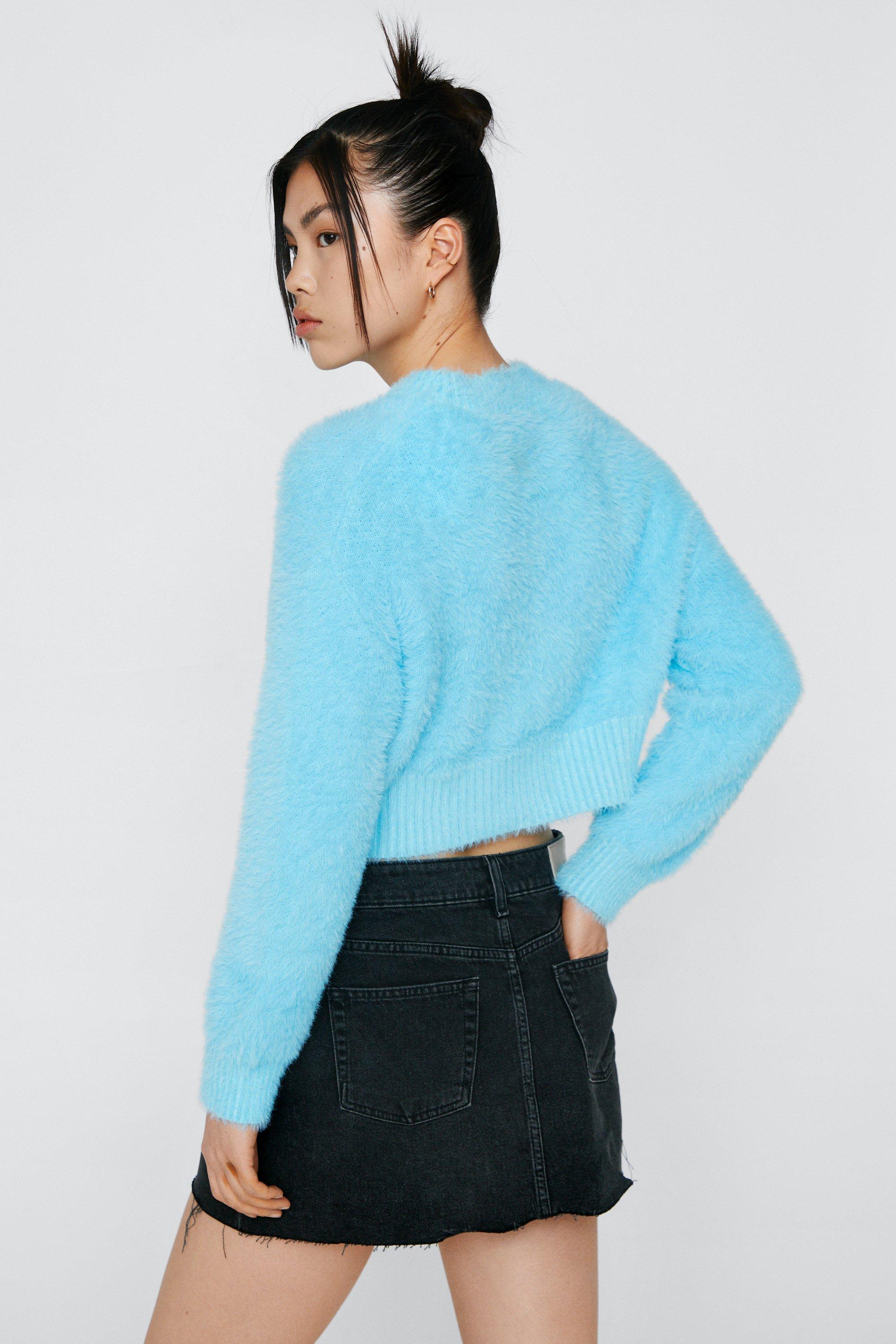 Crop top hot sale fluffy sweater