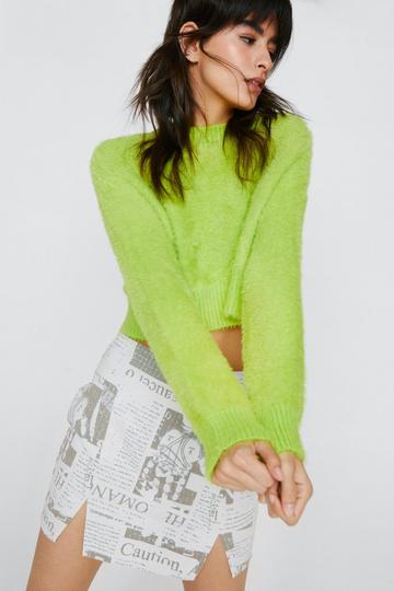 Cosy Crew Neck Cropped Sweater lime
