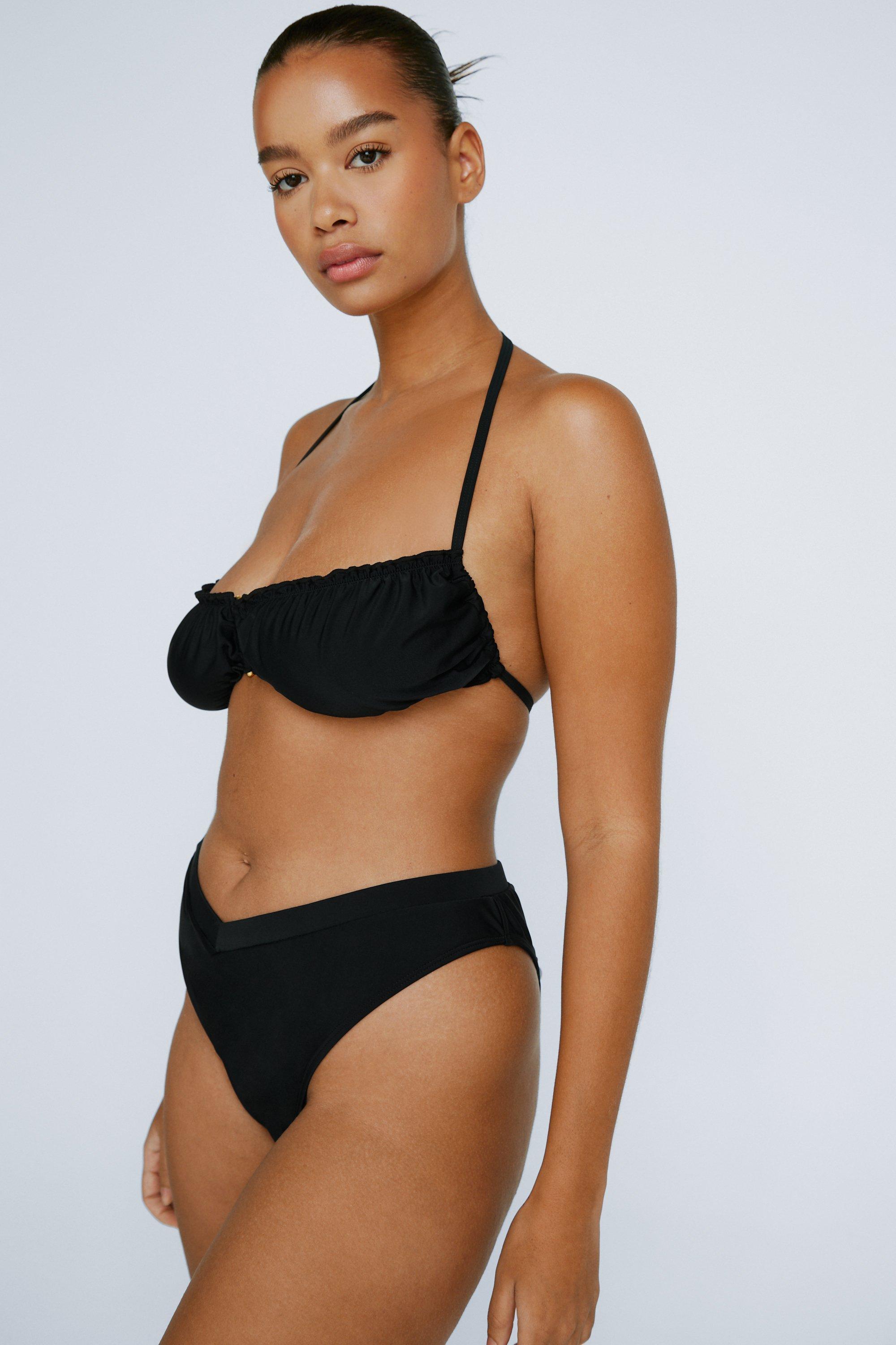 Plus Size U Detail Ruched Bikini Set