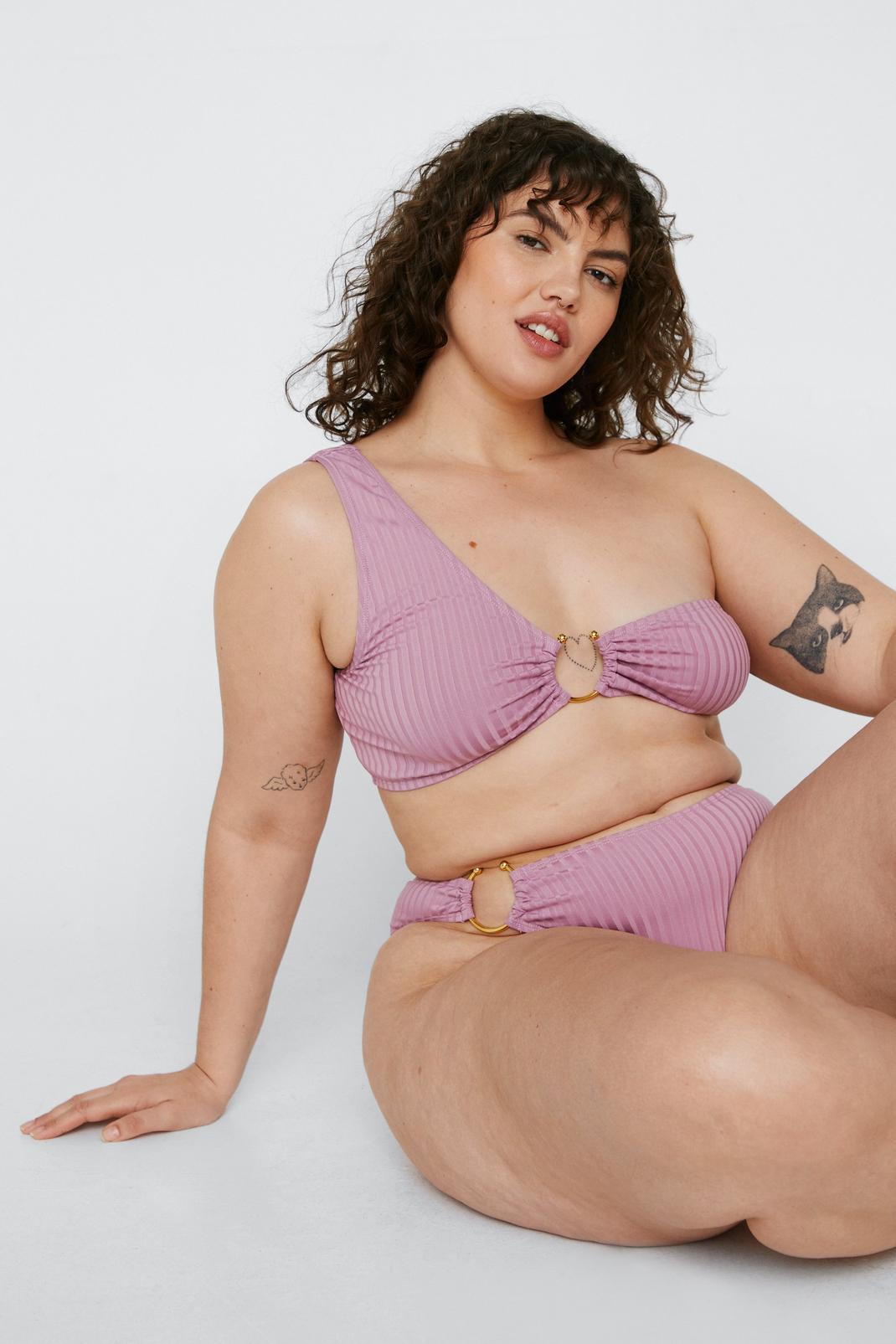 Orchid Plus Size Recycled Ribbed Bikini Bottoms image number 1
