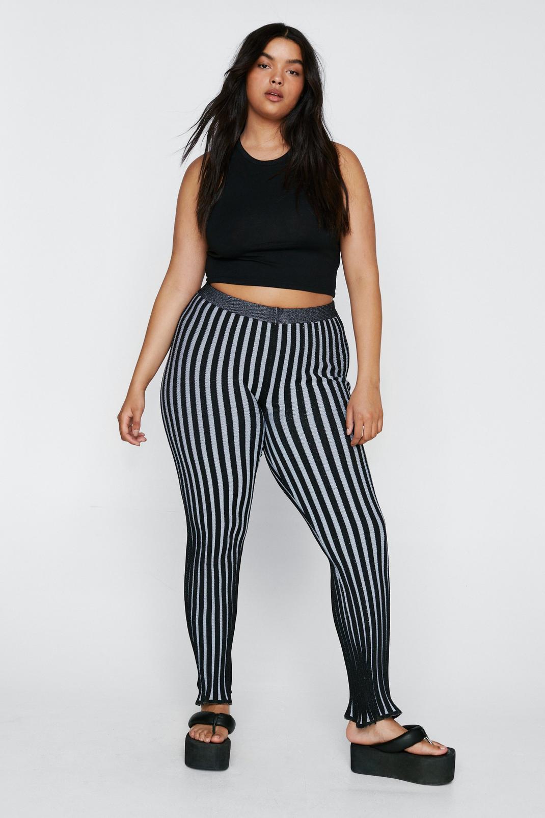 Plus Size Stretch Rib Puddle Knitted Pants image number 1