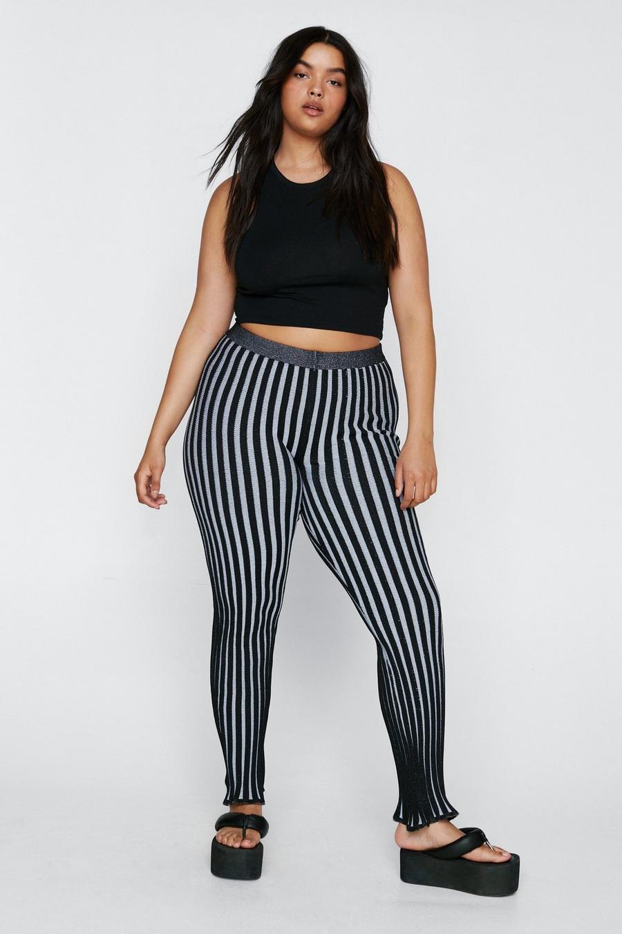 Plus Size Stretch Rib Puddle Knitted Pants