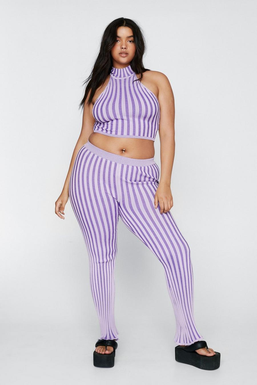 Plus Size Stretch Rib Puddle Knitted Pants