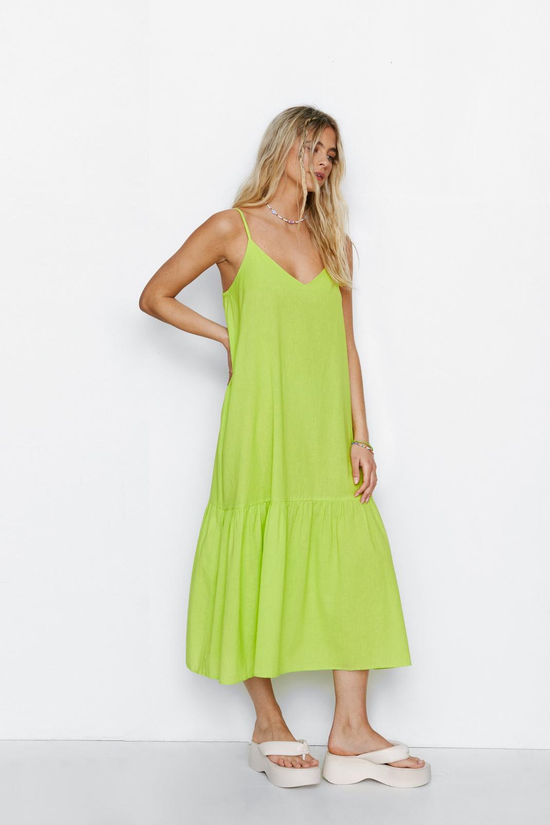 Green Strappy Tiered Maxi Dress image number 1